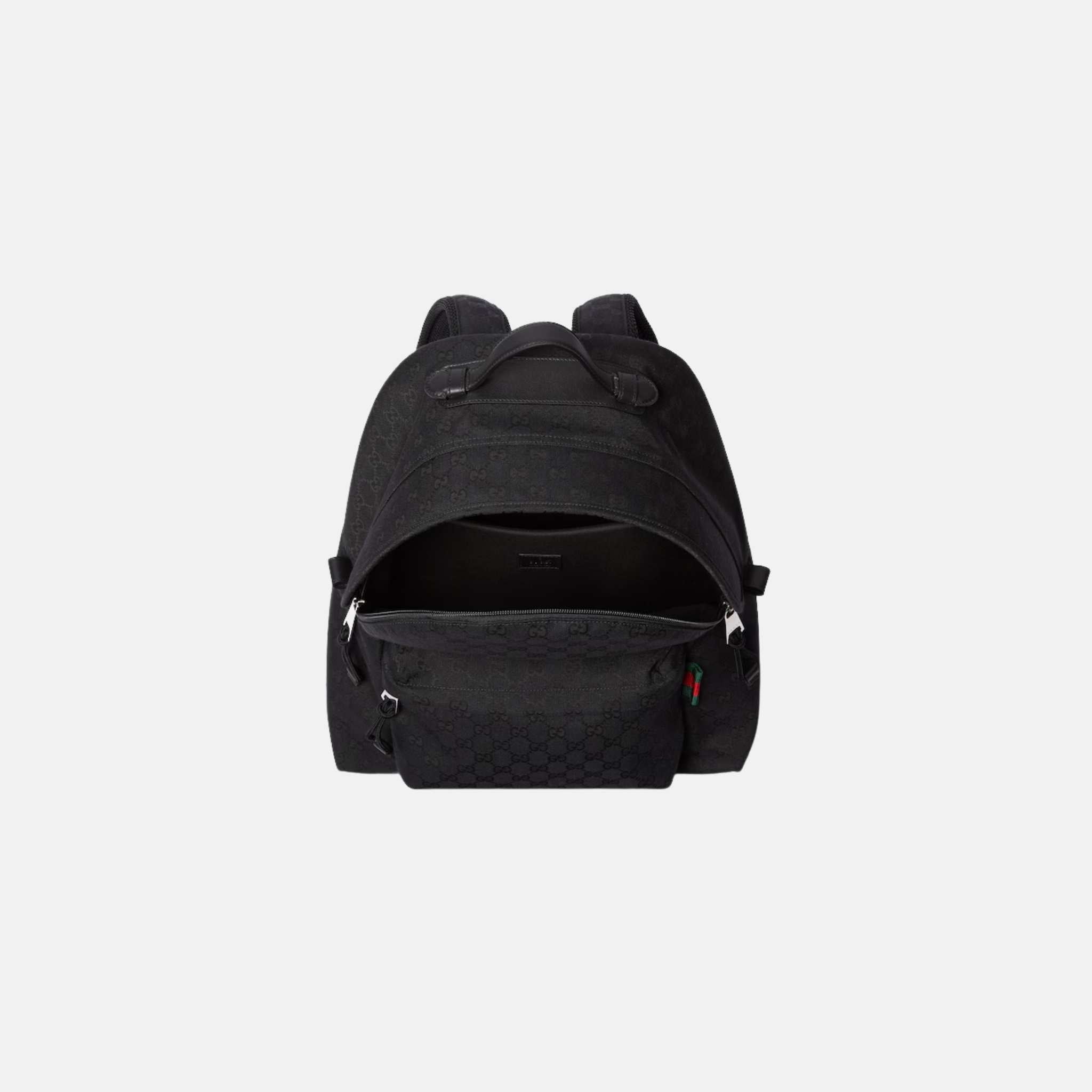 Gucci GG Canvas Medium Backpack, Black, Inside