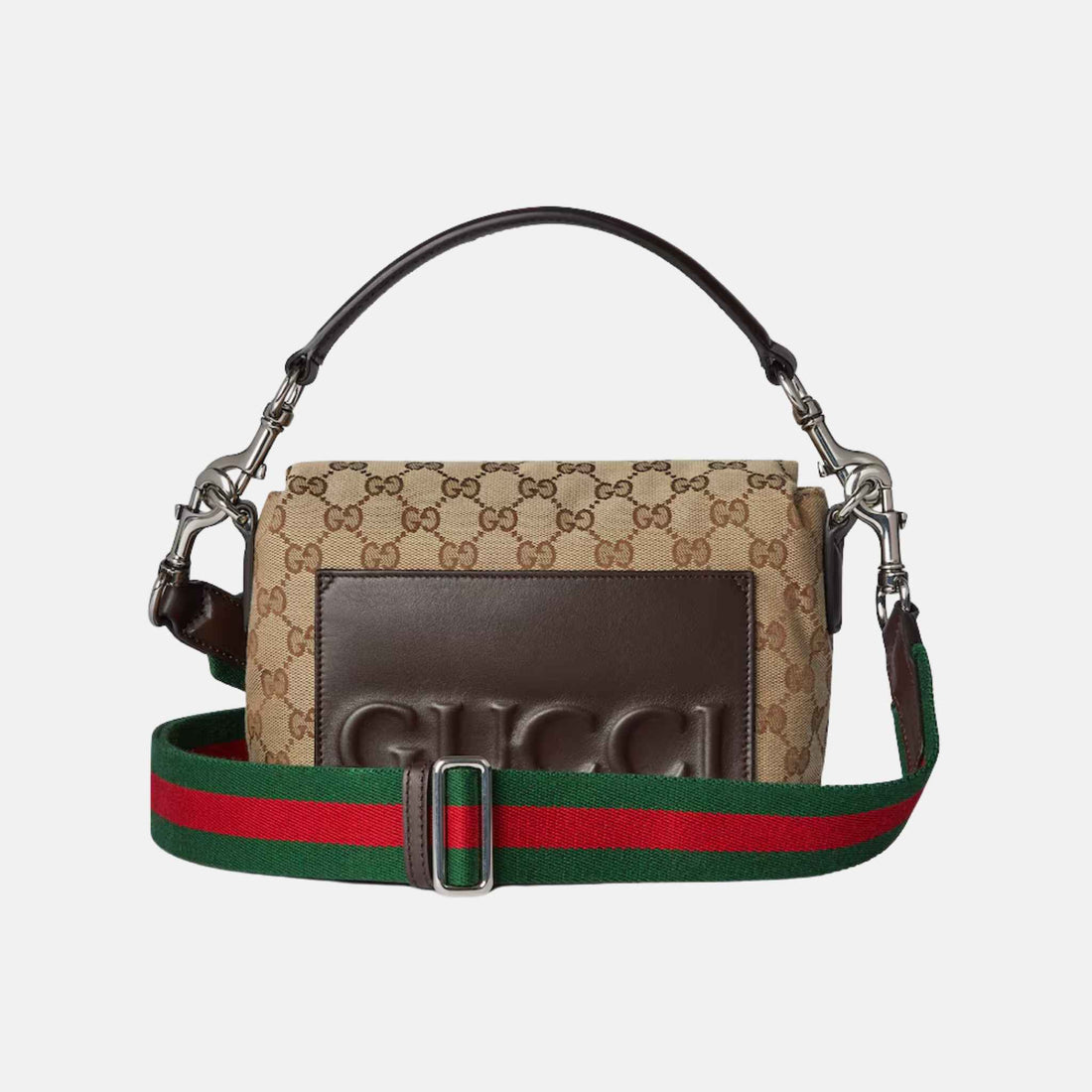 Gucci GG Canvas Small Crossbody Bag, Brown, Front