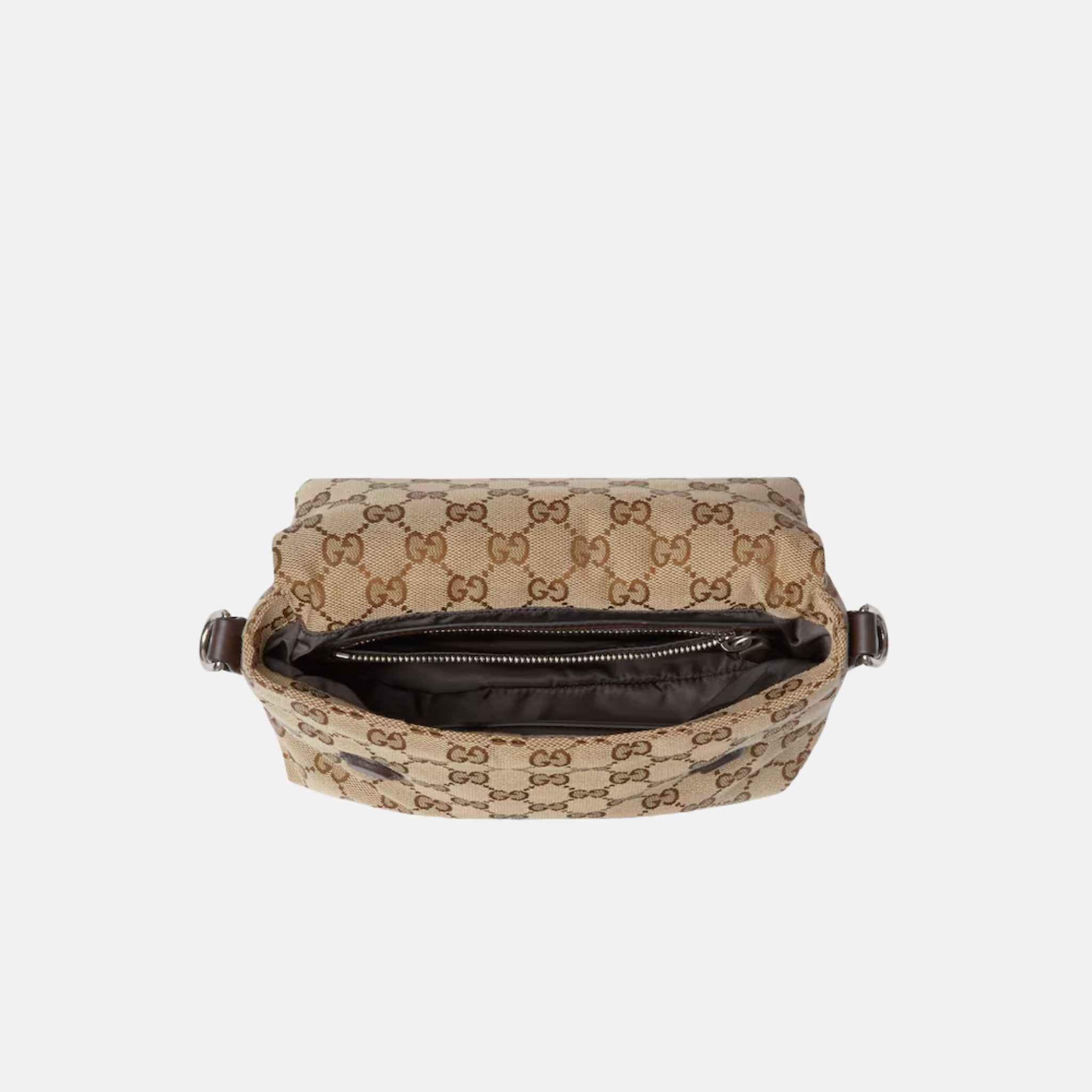 Gucci GG Canvas Small Crossbody Bag, Brown, Inside