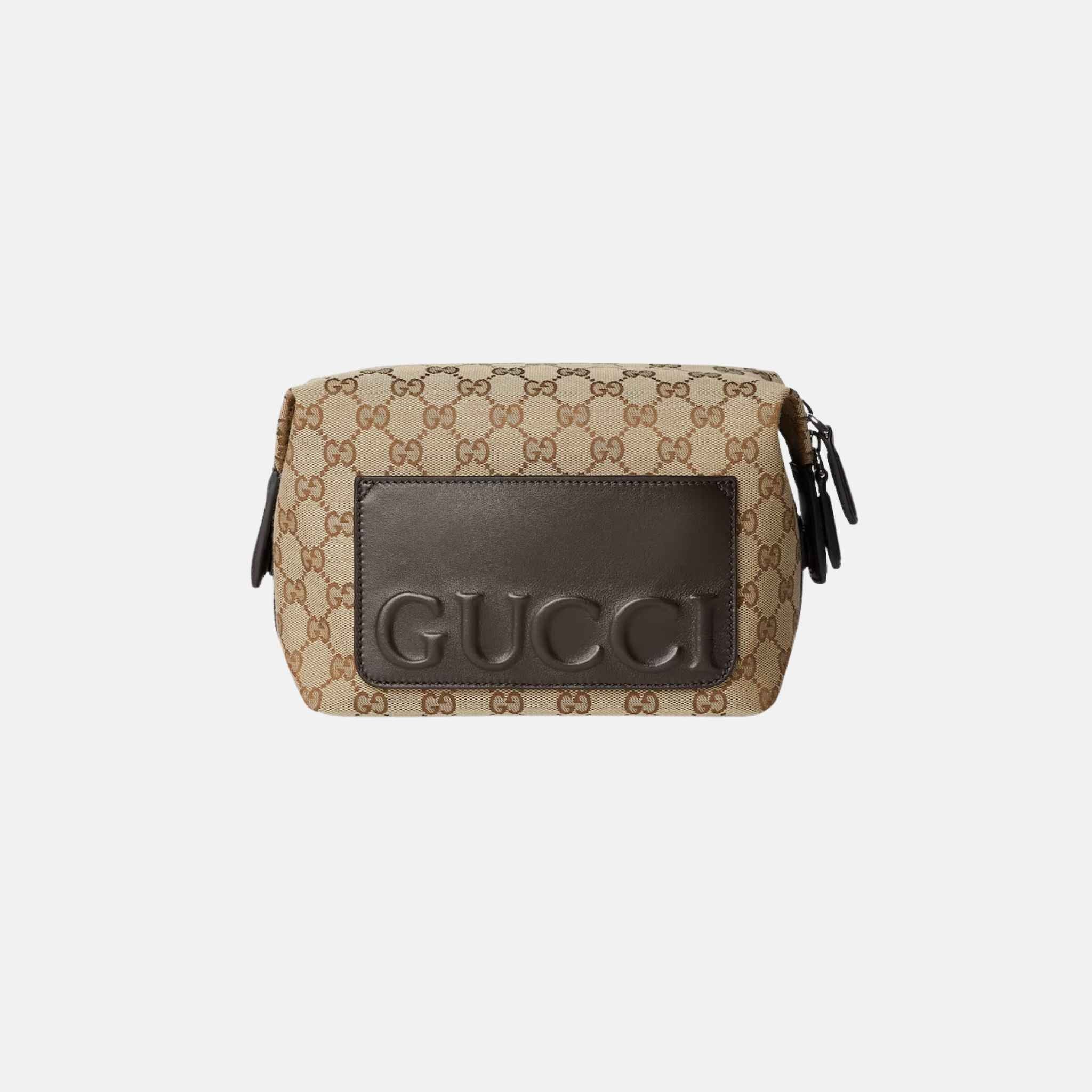 Gucci GG Canvas Small Toiletry Case, Beige, Front