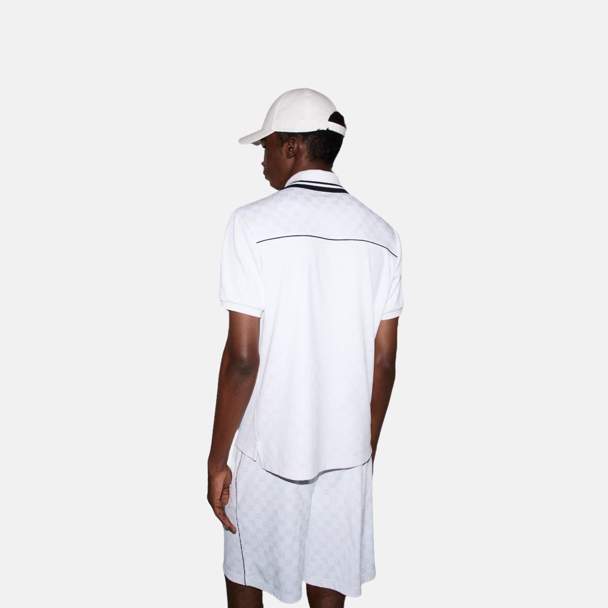 Gucci GG Nylon And Cotton Polo Shirt, White, Back