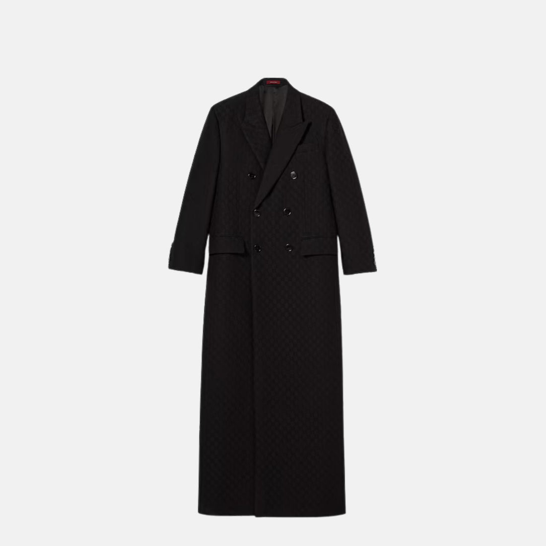 Gucci GG Silk Wool Crepe Double Breasted Coat, Front