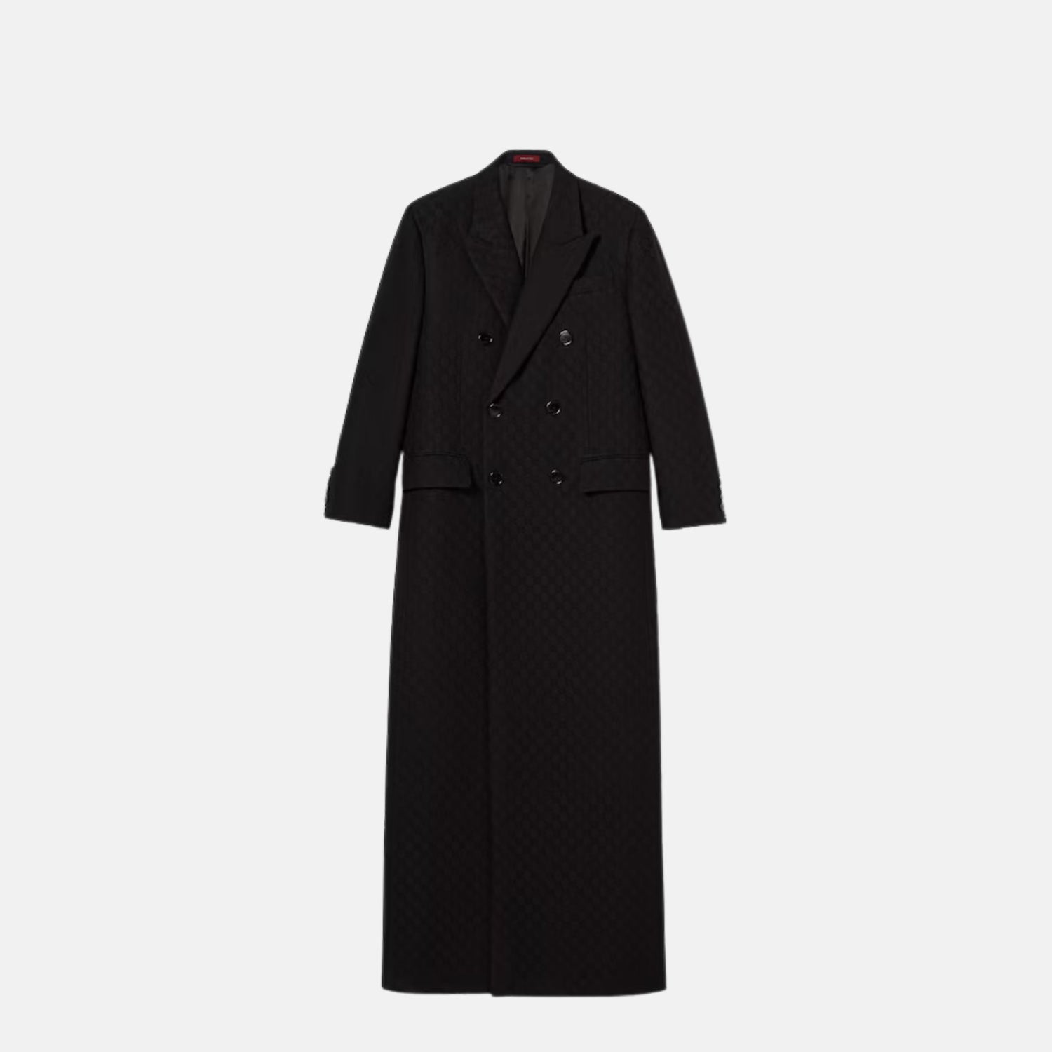 Gucci GG Silk Wool Crepe Double Breasted Coat, Front