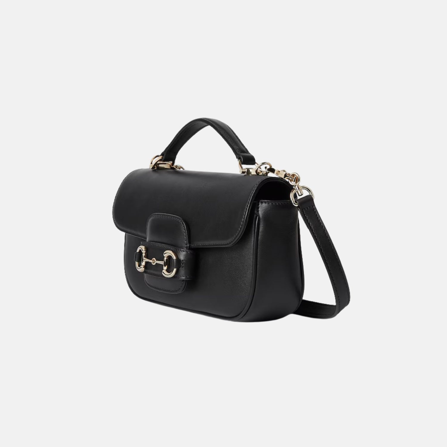Gucci Horsebit 1955 Small Top Handle Bag In Leather, Black, Side