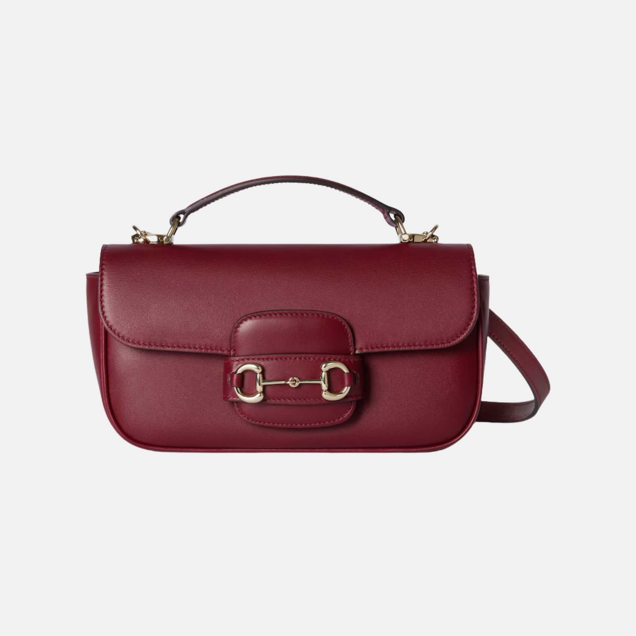 Gucci Horsebit 1955 Small Top Handle Bag In Leather, Red, Front