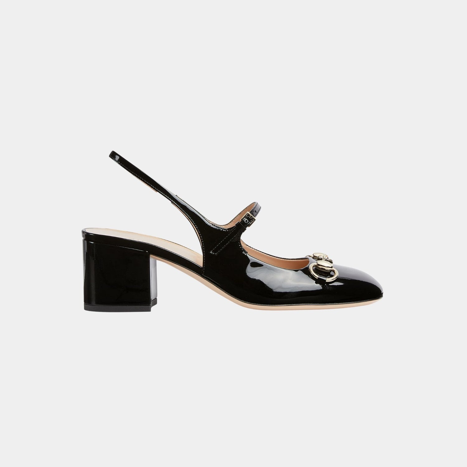 Gucci Horsebit Mid-Heel Patent Leather Pump, Black, Side