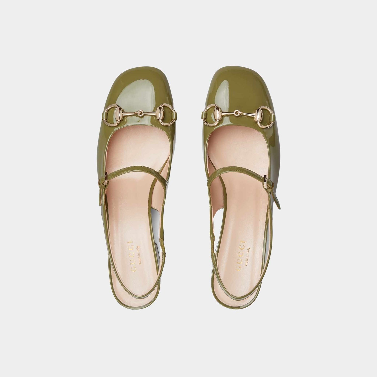 Gucci Horsebit Mid-Heel Patent Leather Pump, Dark Green, Top