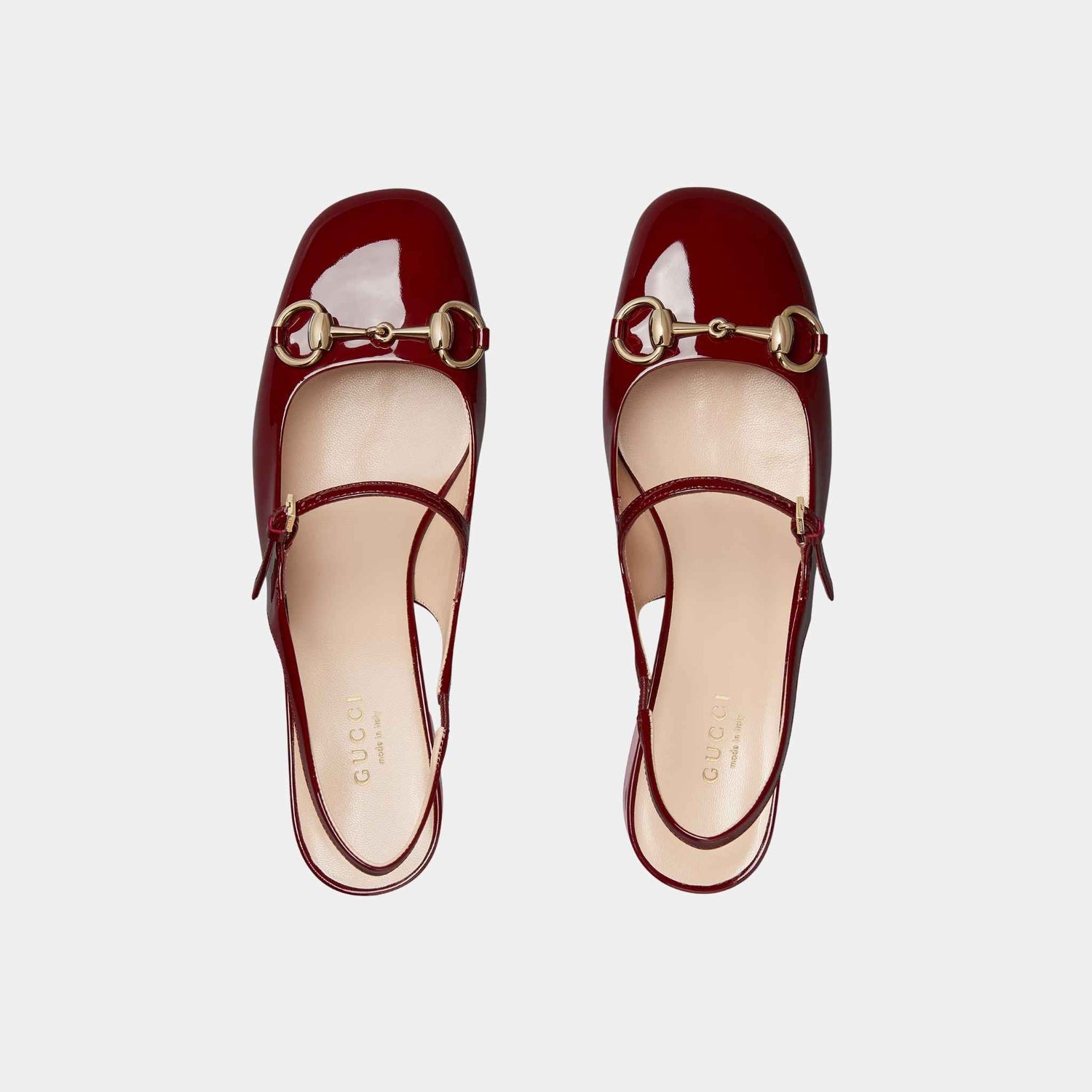 Gucci Horsebit Mid-Heel Patent Leather Pump, Rosso Ancora Red, Top