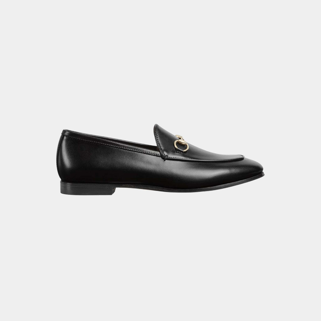 Gucci Jordaan Leather Loafer With Light Gold-Toned Hardware, Black, Side