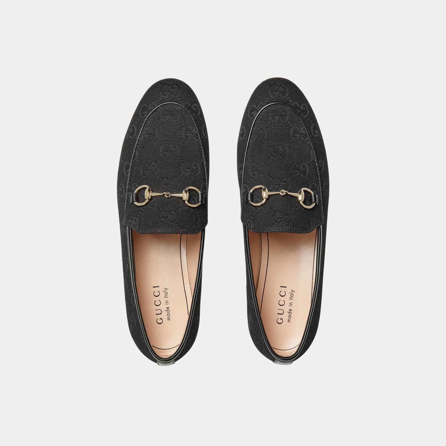 Gucci Jordaan Loafer In GG Canvas, Black, Top