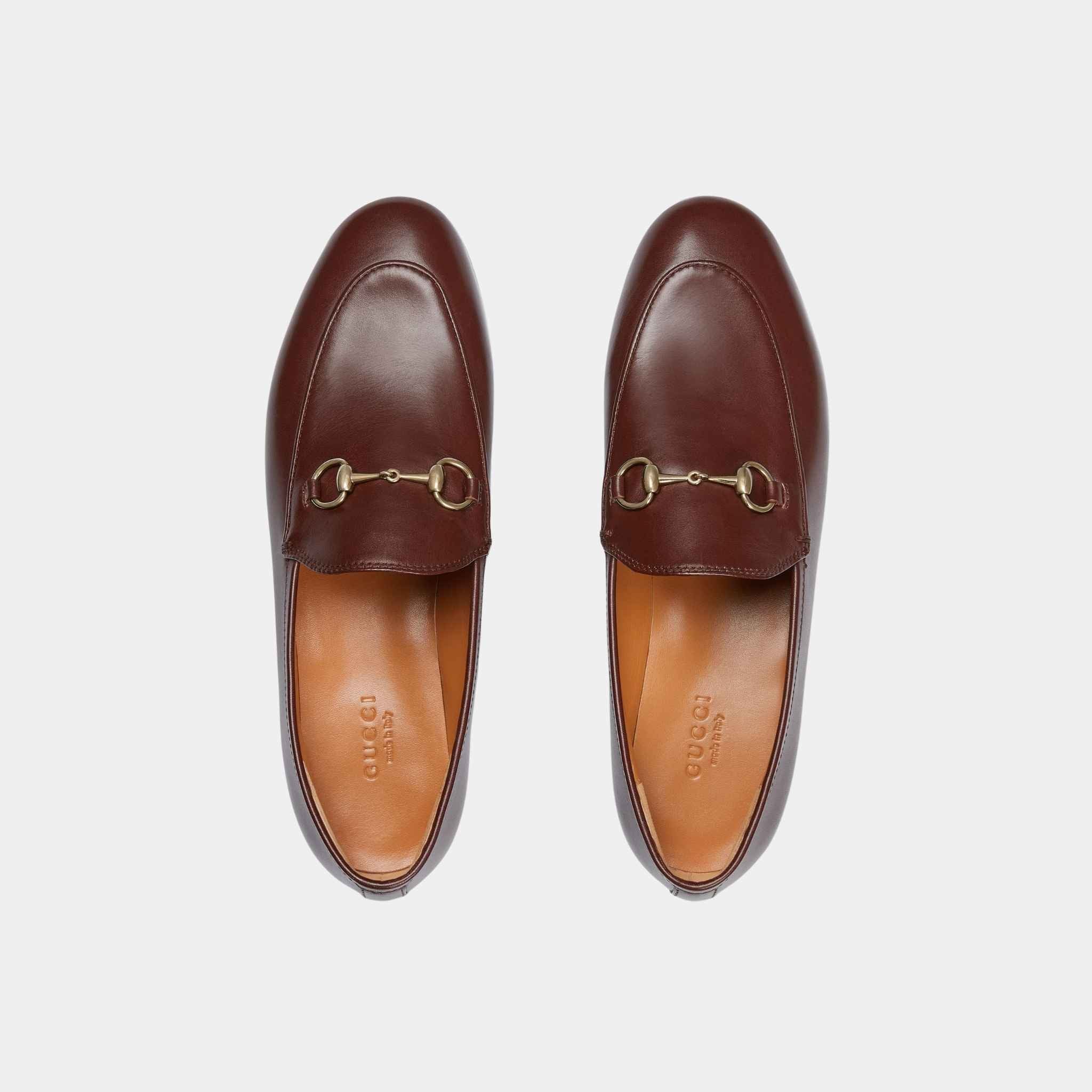 Gucci Jordaan Loafer With Light Gold-Toned Hardware, Dark Brown, Top