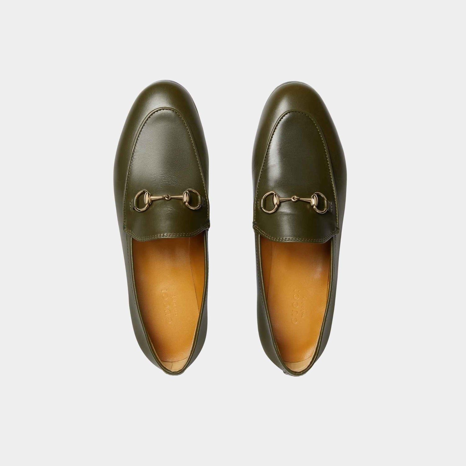 Gucci Jordaan Loafer With Light Gold-Toned Hardware, Dark Green, Top