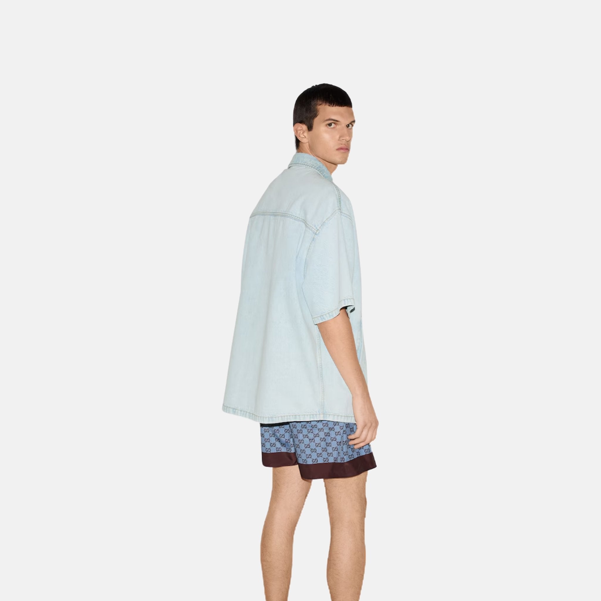 Gucci Lasered Denim Shirt With Double G Logo, Back