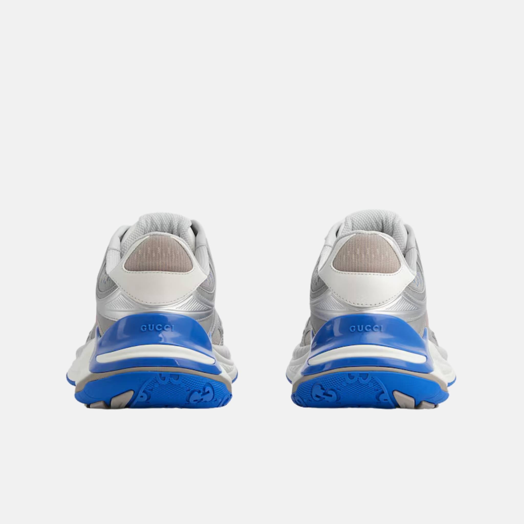 Gucci Mens 2.0 Trainer In Mesh And Leather, Blue, Back