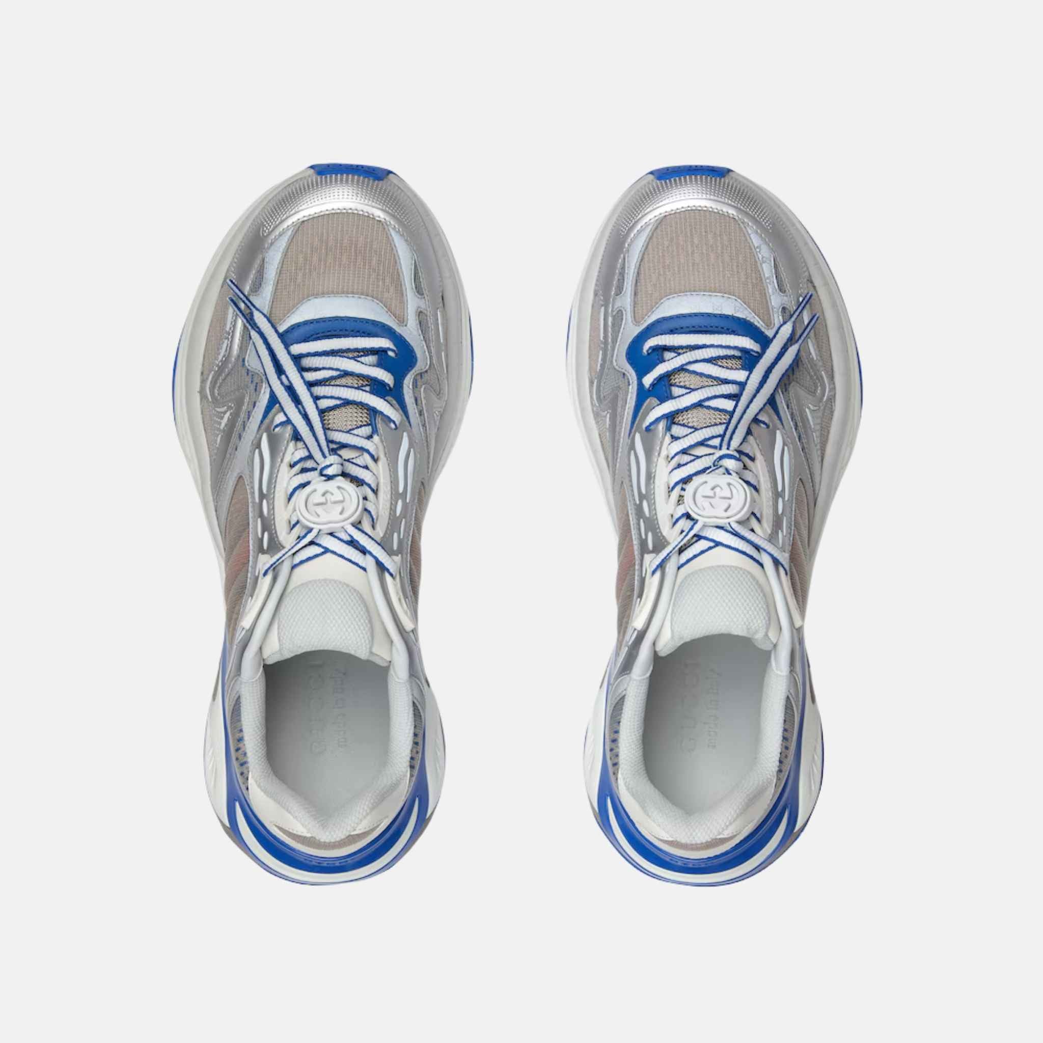 Gucci Mens 2.0 Trainer In Mesh And Leather, Blue, Top