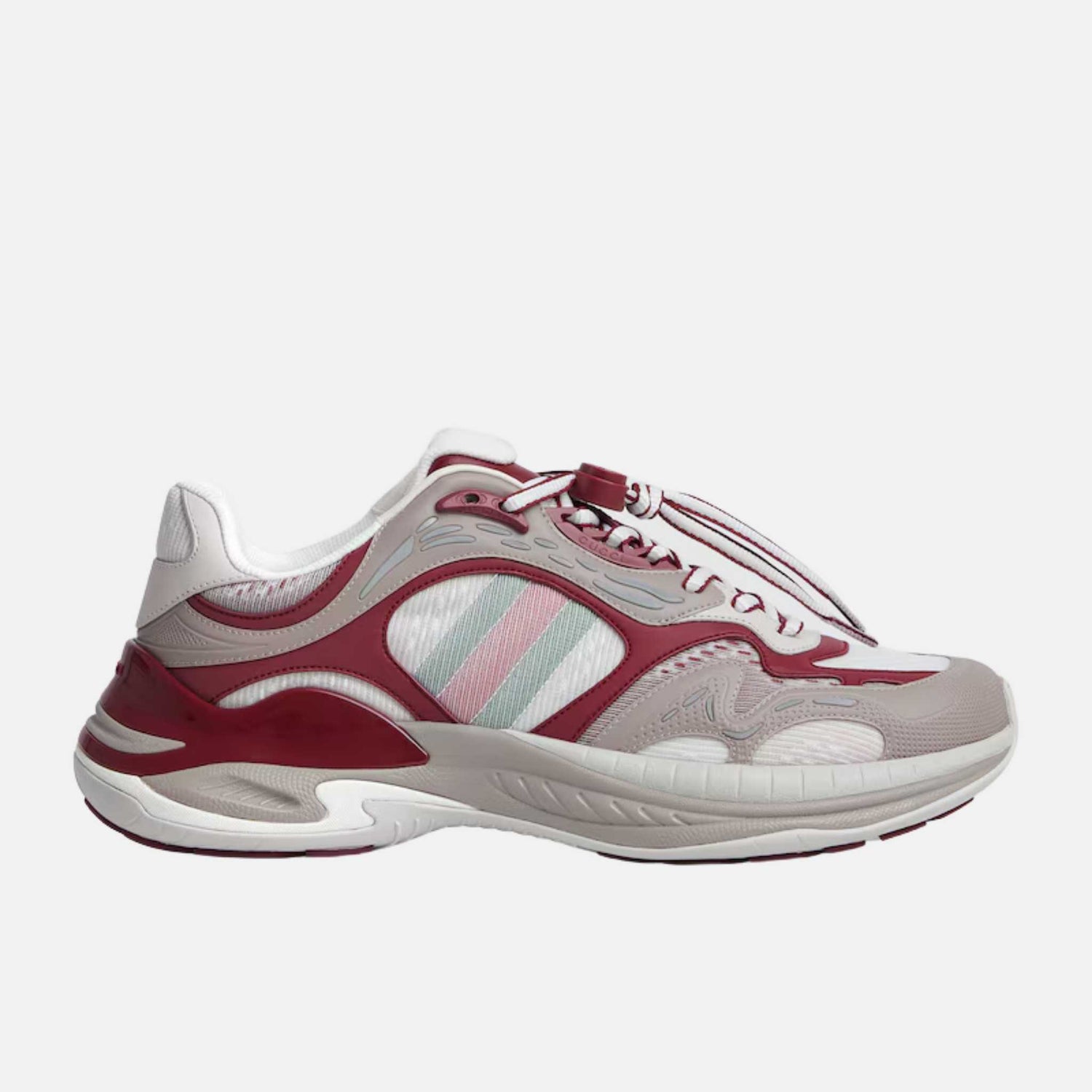 Gucci Mens 2.0 Trainer In Mesh And Leather, Red, Side