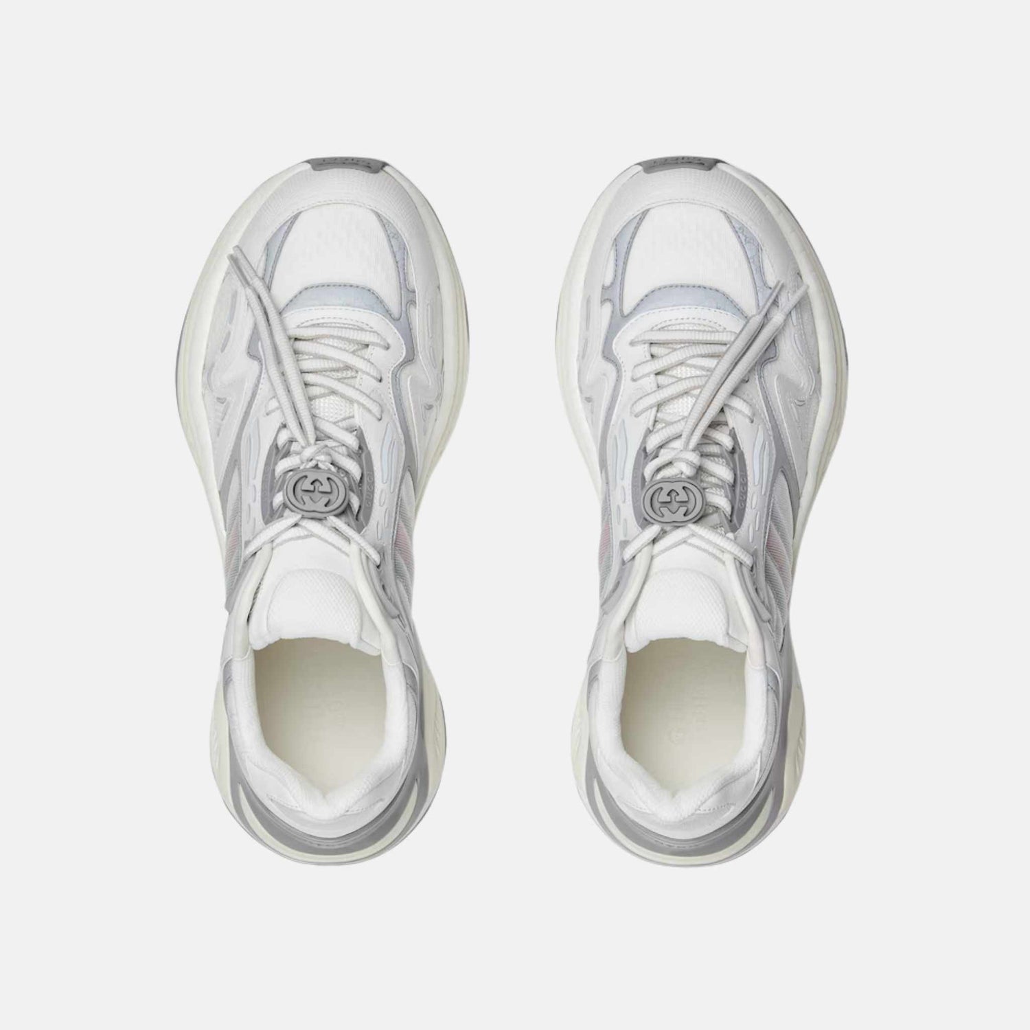 Gucci Mens 2.0 Trainer In Mesh And Leather, White, Top
