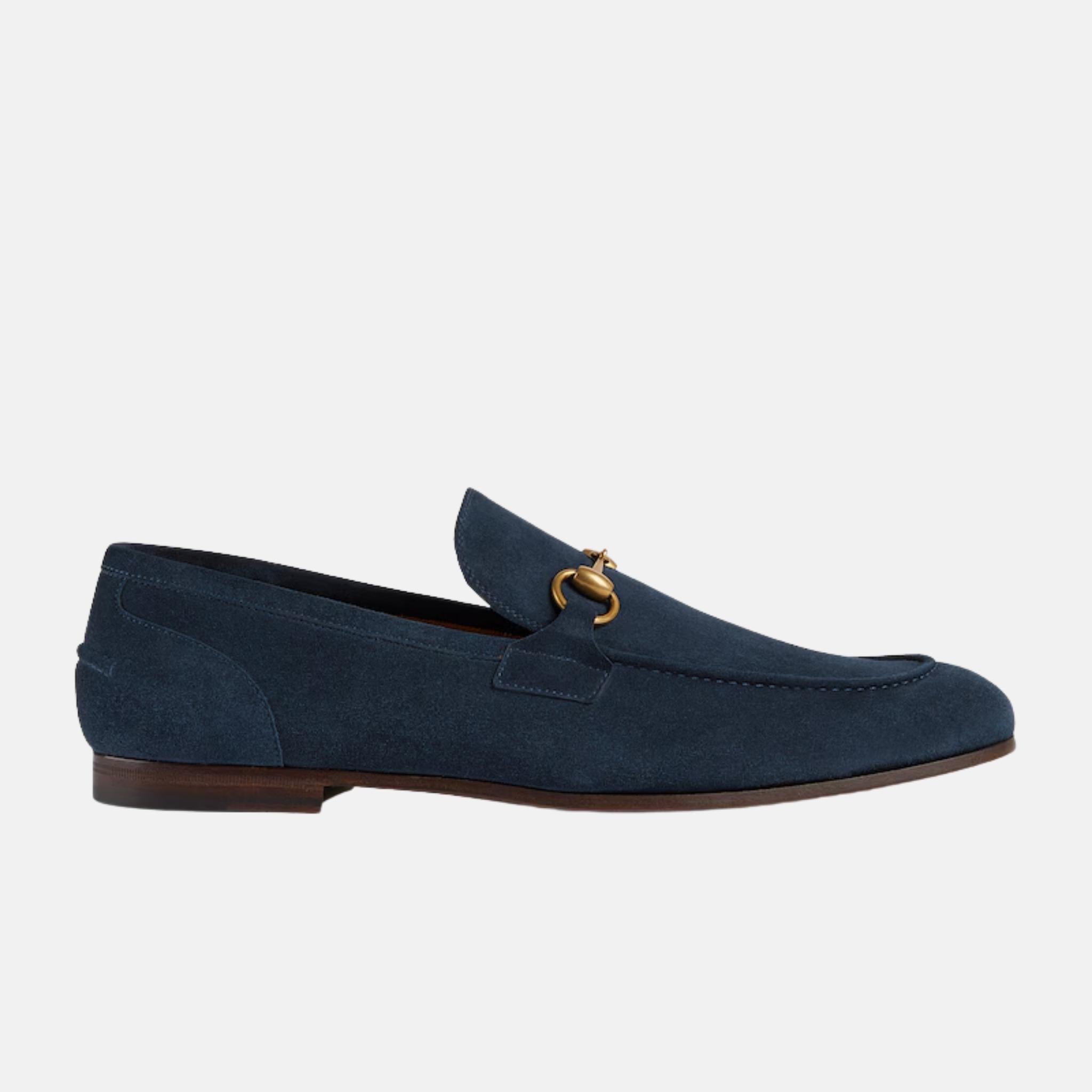 Gucci Jordaan Mens Loafer In Suede With Blake Construction, Blue, Side