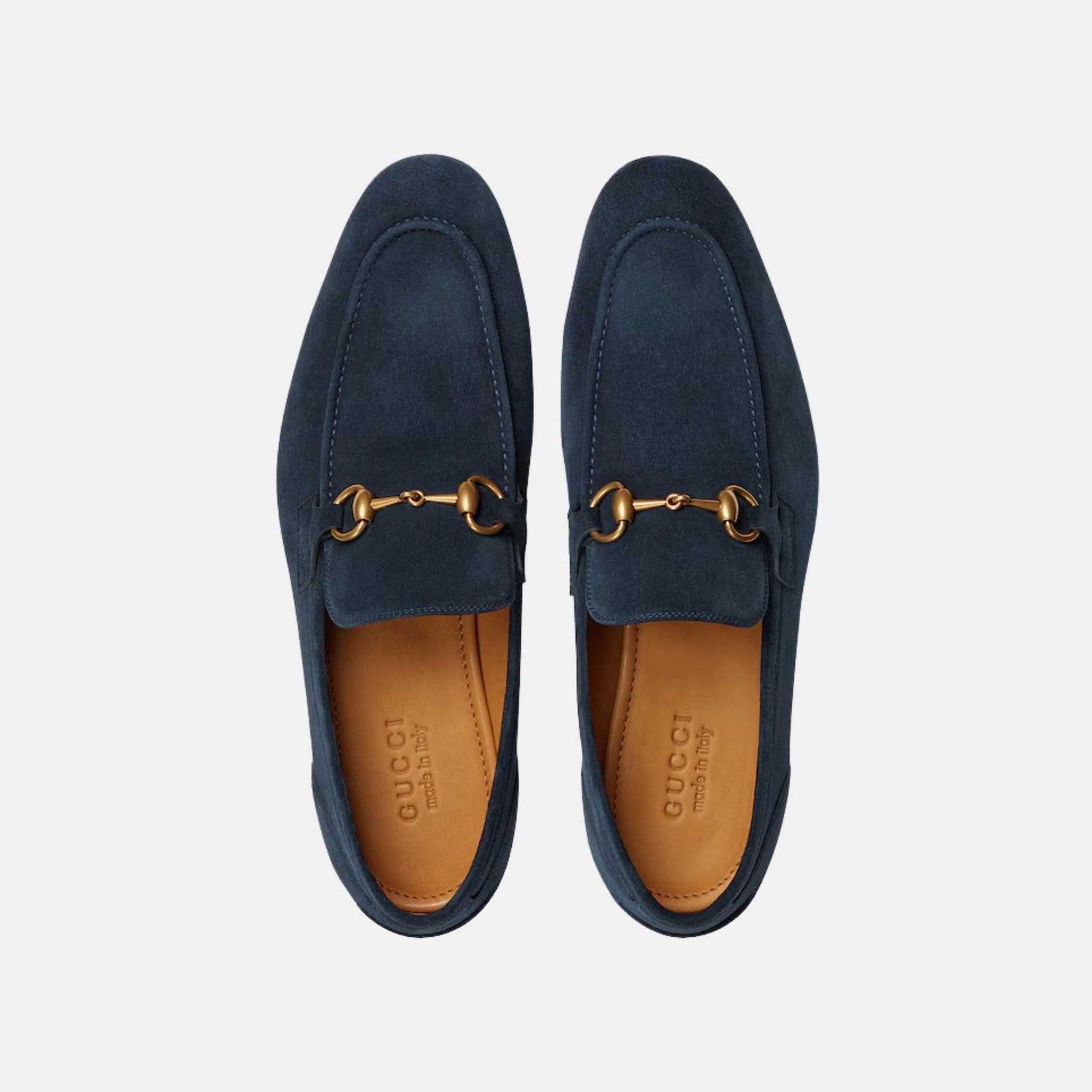 Gucci Jordaan Mens Loafer In Suede With Blake Construction, Blue, Top