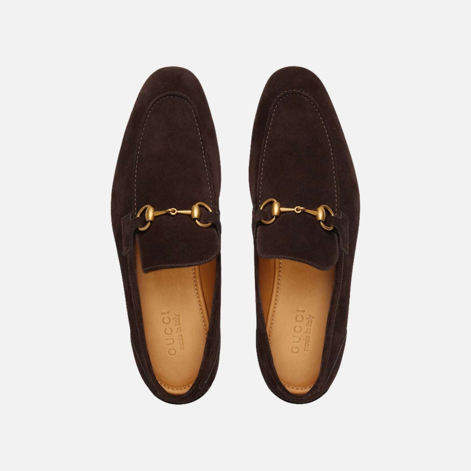 Gucci Mens Jordaan Loafer In Suede With Blake Construction, Brown, Top