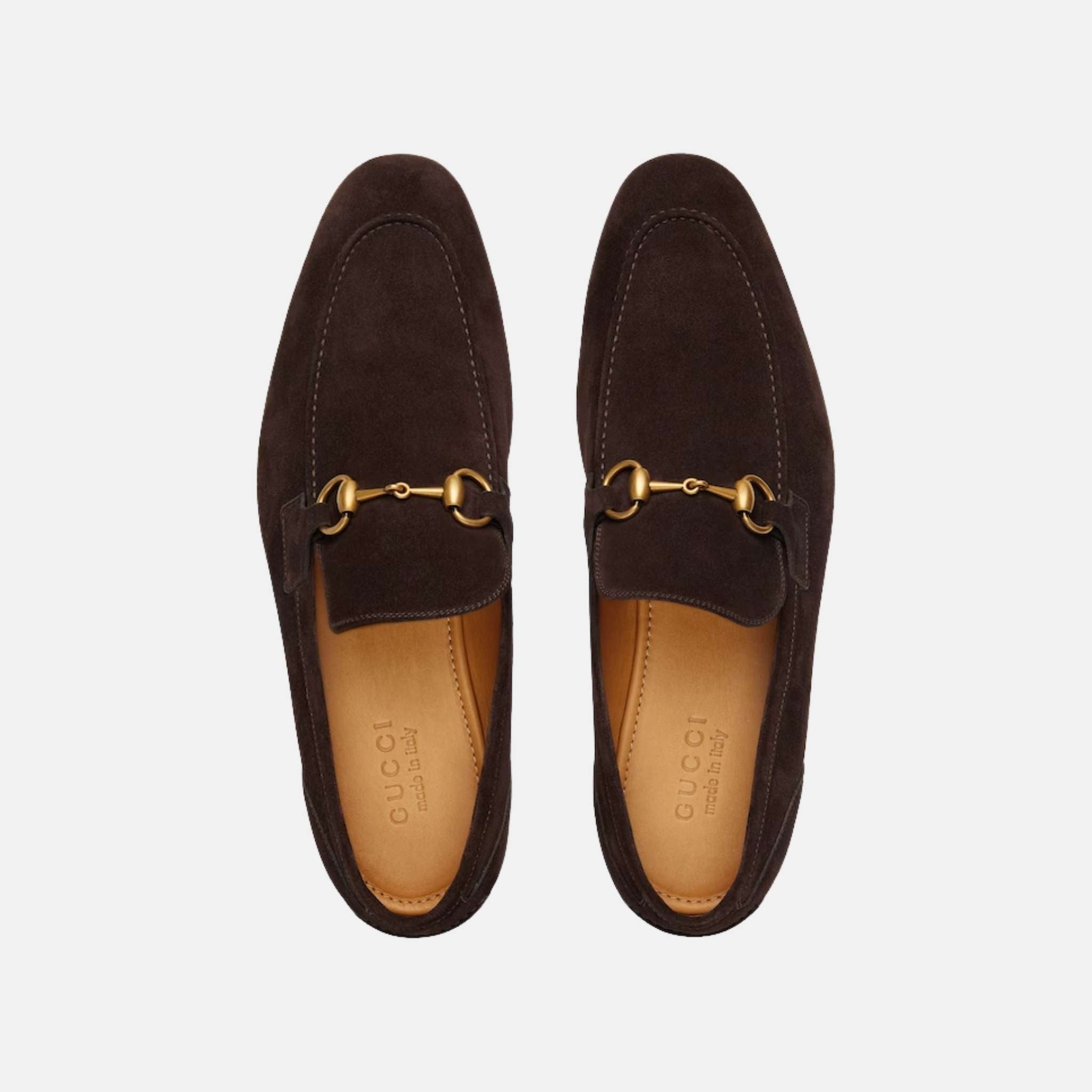 Gucci Mens Jordaan Loafer In Suede With Blake Construction, Brown, Top
