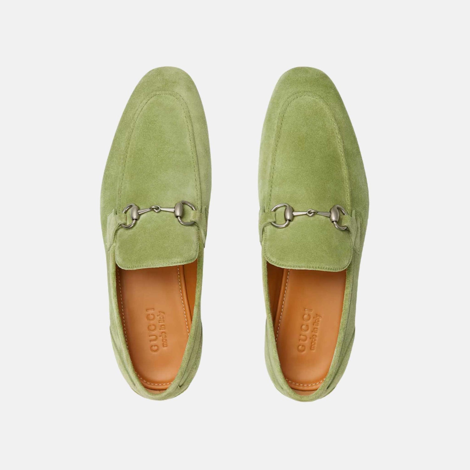 Gucci Jordaan Mens Loafer In Suede With Blake Construction, Green, Top