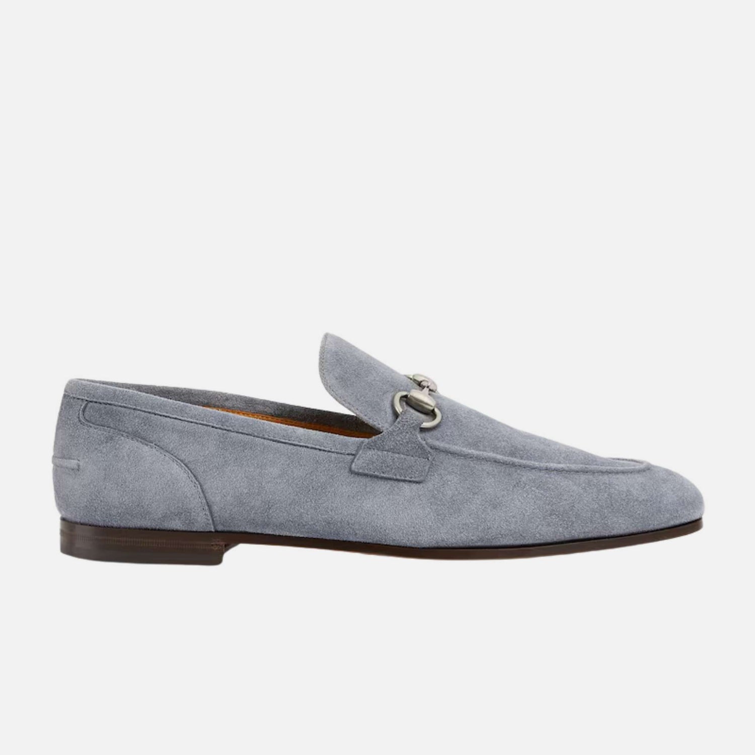 Gucci Mens Jordaan Loafer In Suede With Blake Construction, Grey, Side