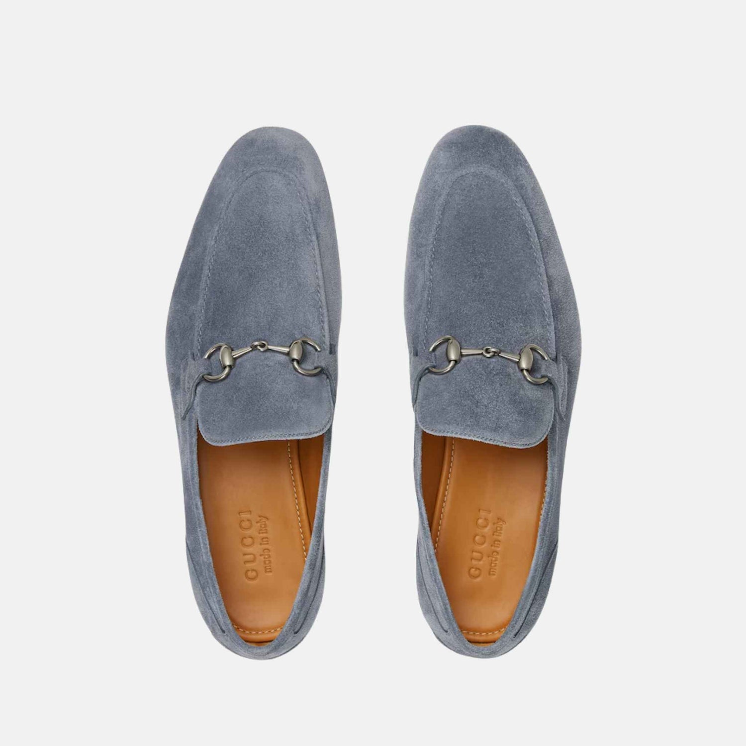 Gucci Mens Jordaan Loafer In Suede With Blake Construction, Grey, Top