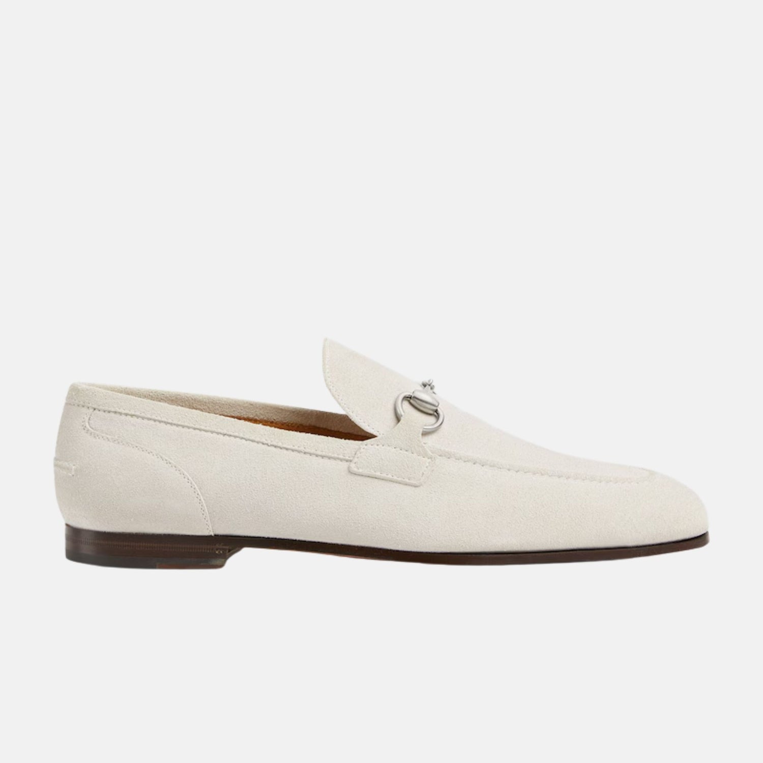 Gucci Mens Jordaan Loafer In Suede With Blake Construction, LightGrey, Side