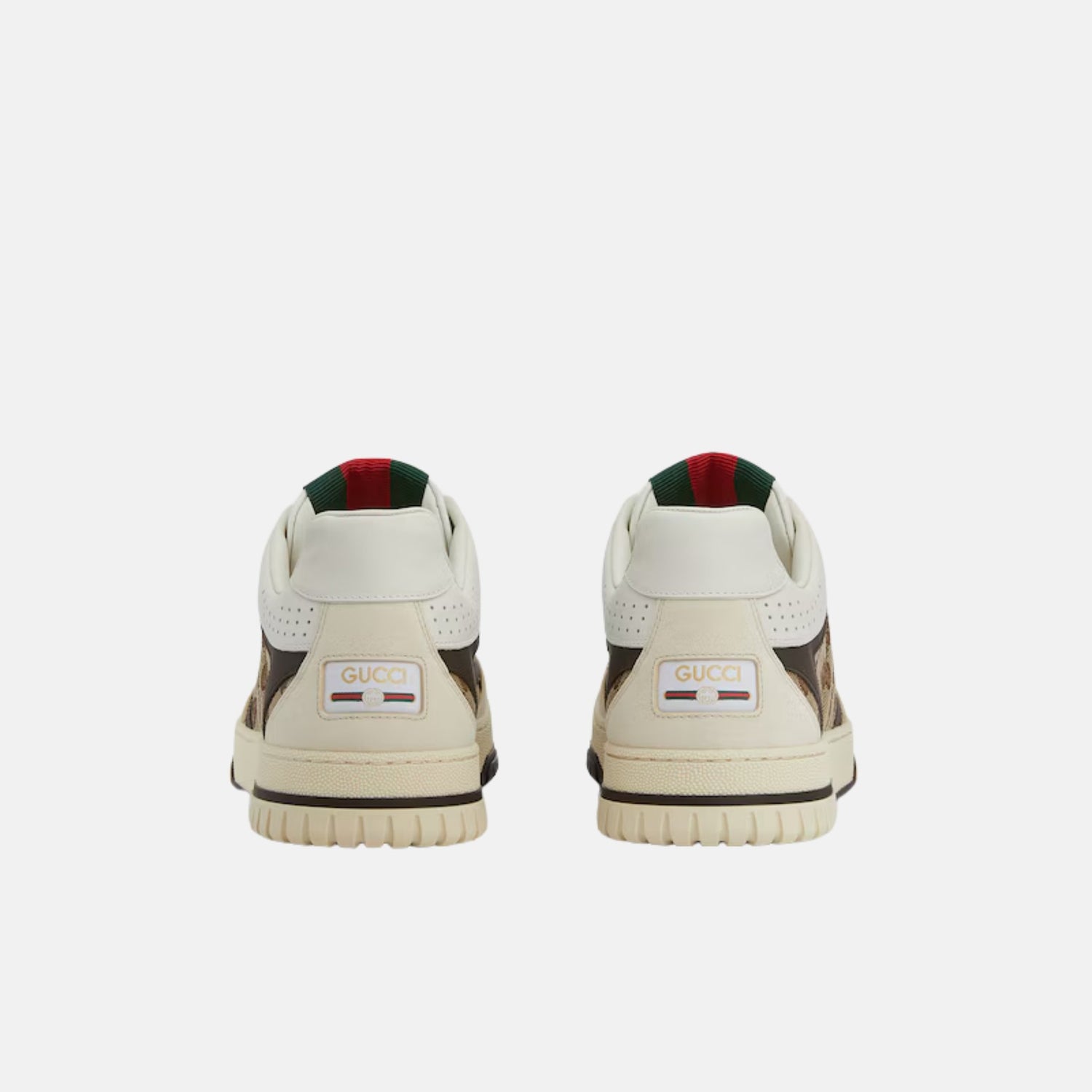 Gucci Mens Re Web Trainer In GG Canvas, Beige, Back