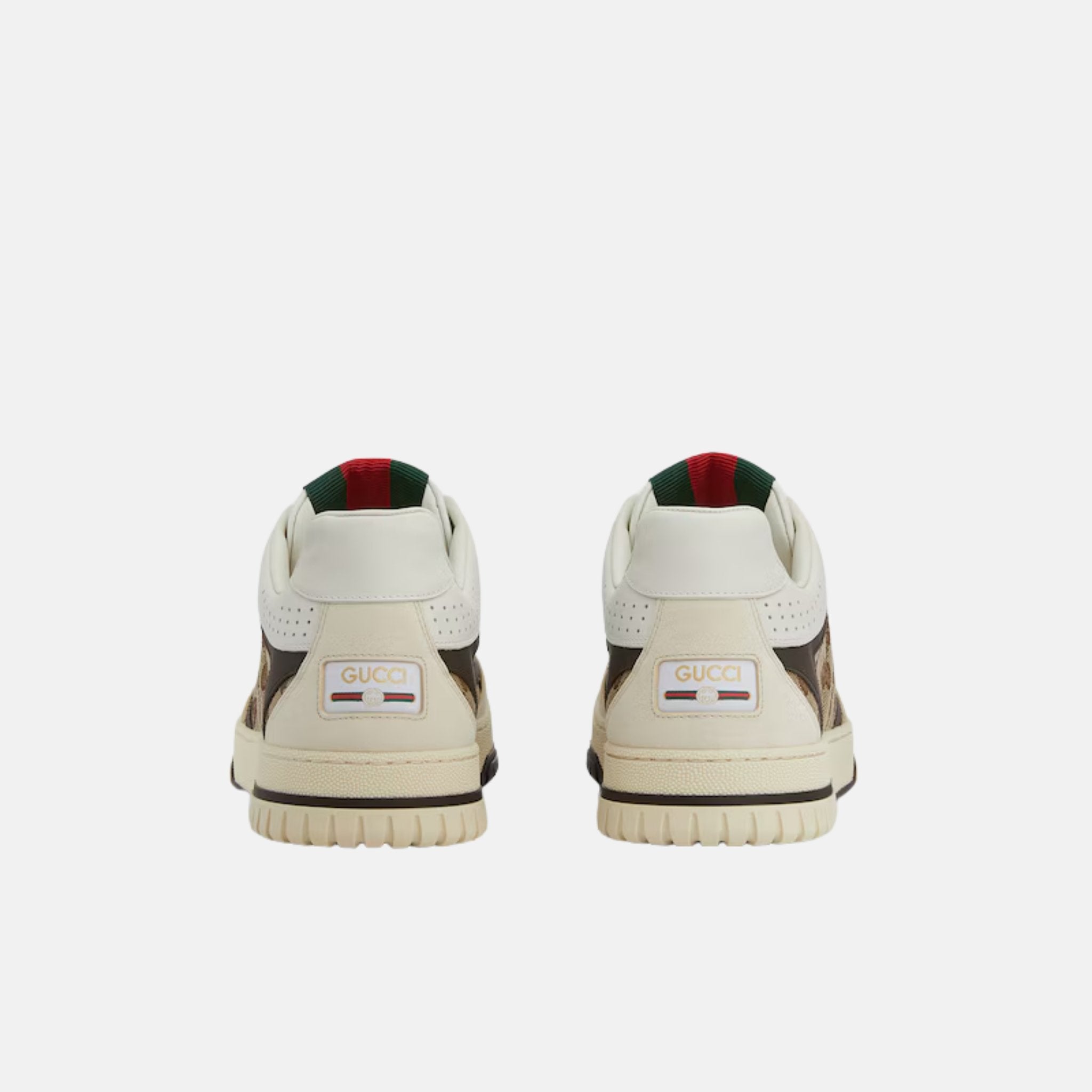 Gucci Mens Re Web Trainer In GG Canvas, Beige, Back