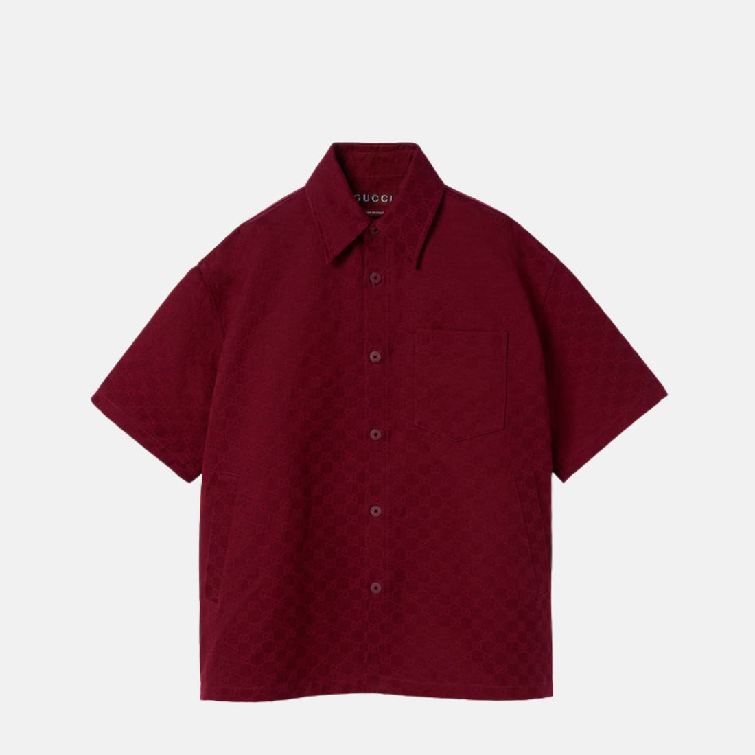Gucci Oversize GG Cotton Shirt, Red, Front