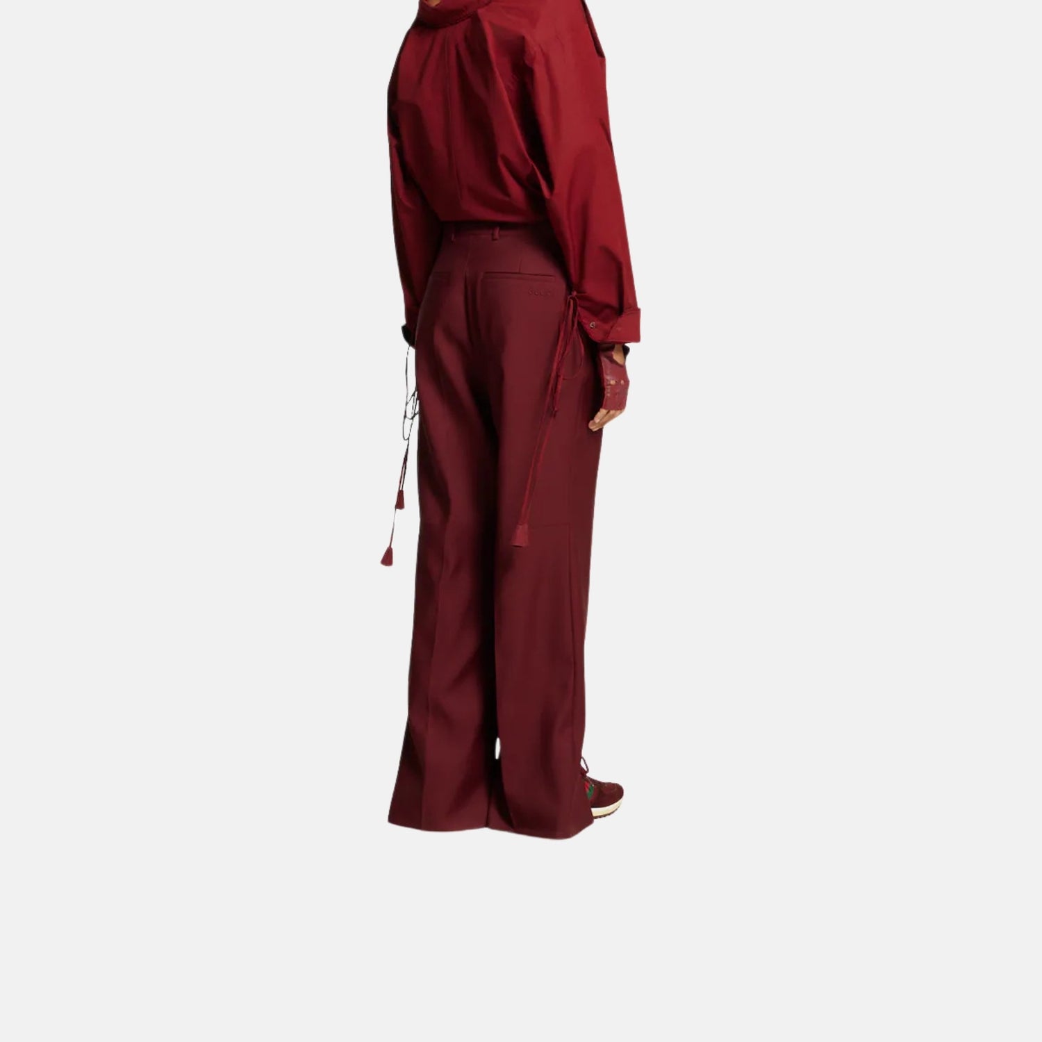 Gucci Oversize Low Waist Wool Pant, Red, Back