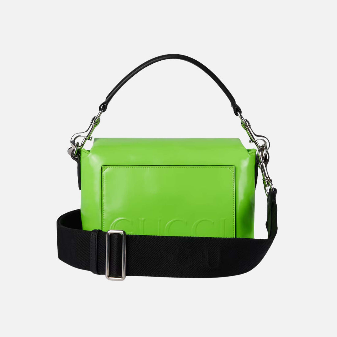 Gucci Padded Mini Crossbody Bag In Patent Leather, Green, Front
