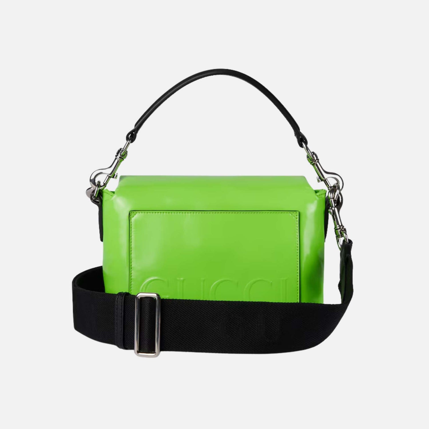 Gucci Padded Mini Crossbody Bag In Patent Leather, Green, Front