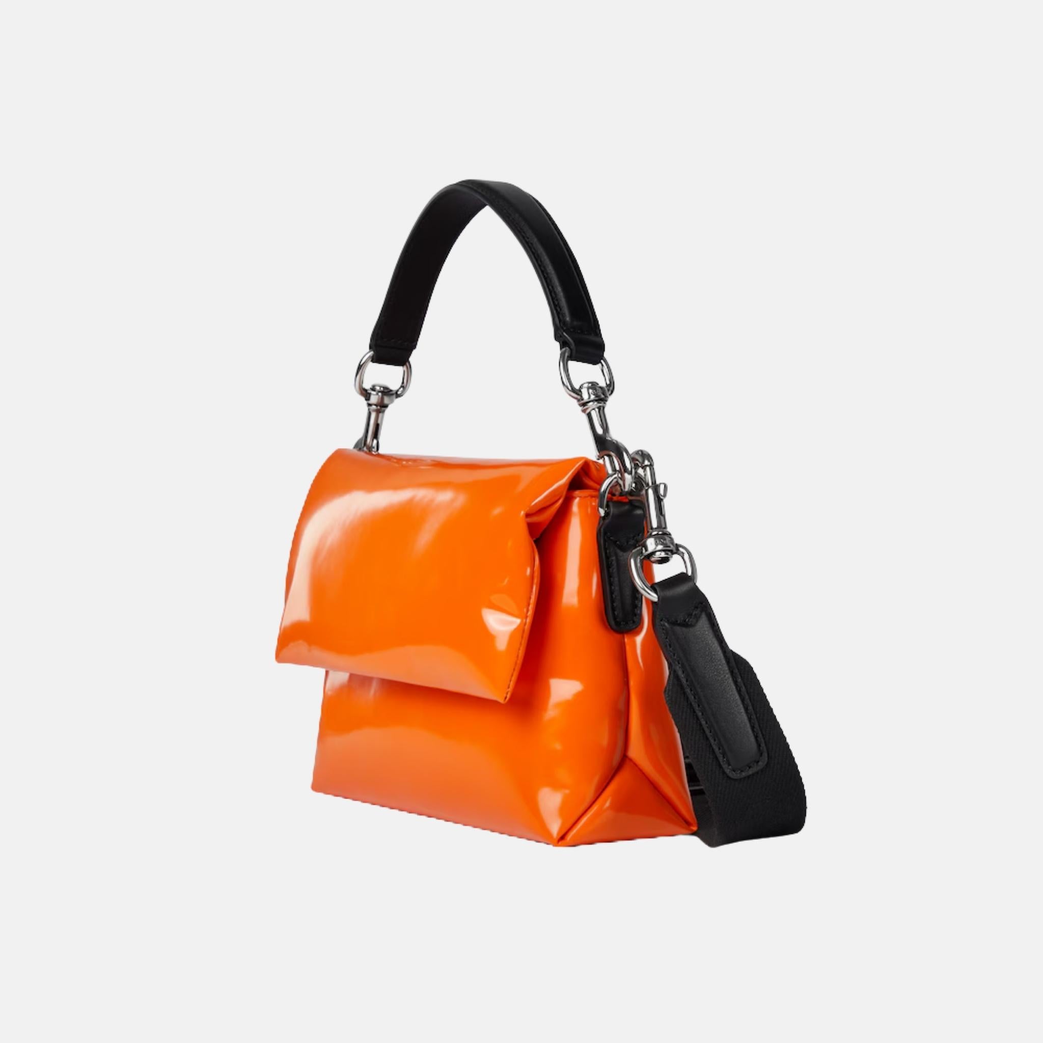 Gucci Padded Mini Crossbody Bag In Patent Leather, Orange, Side