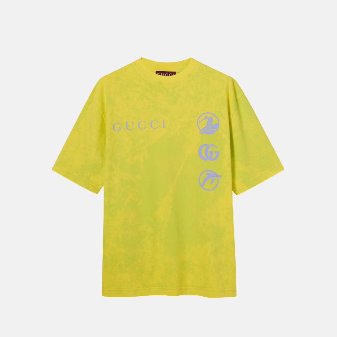 Gucci Printed Cotton Jersey T Shirt, Green, Front