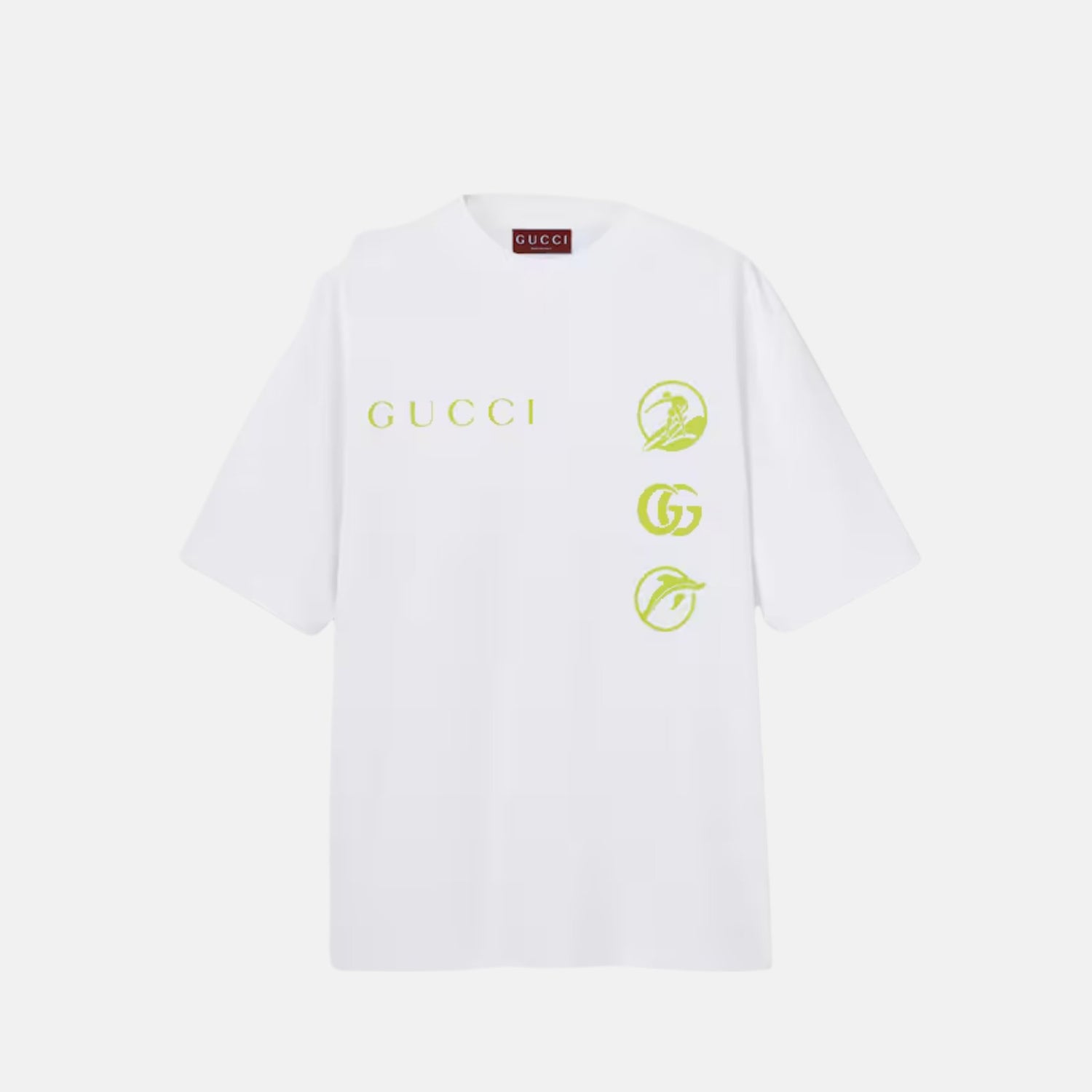 Gucci Printed Cotton Jersey T Shirt, White, Front
