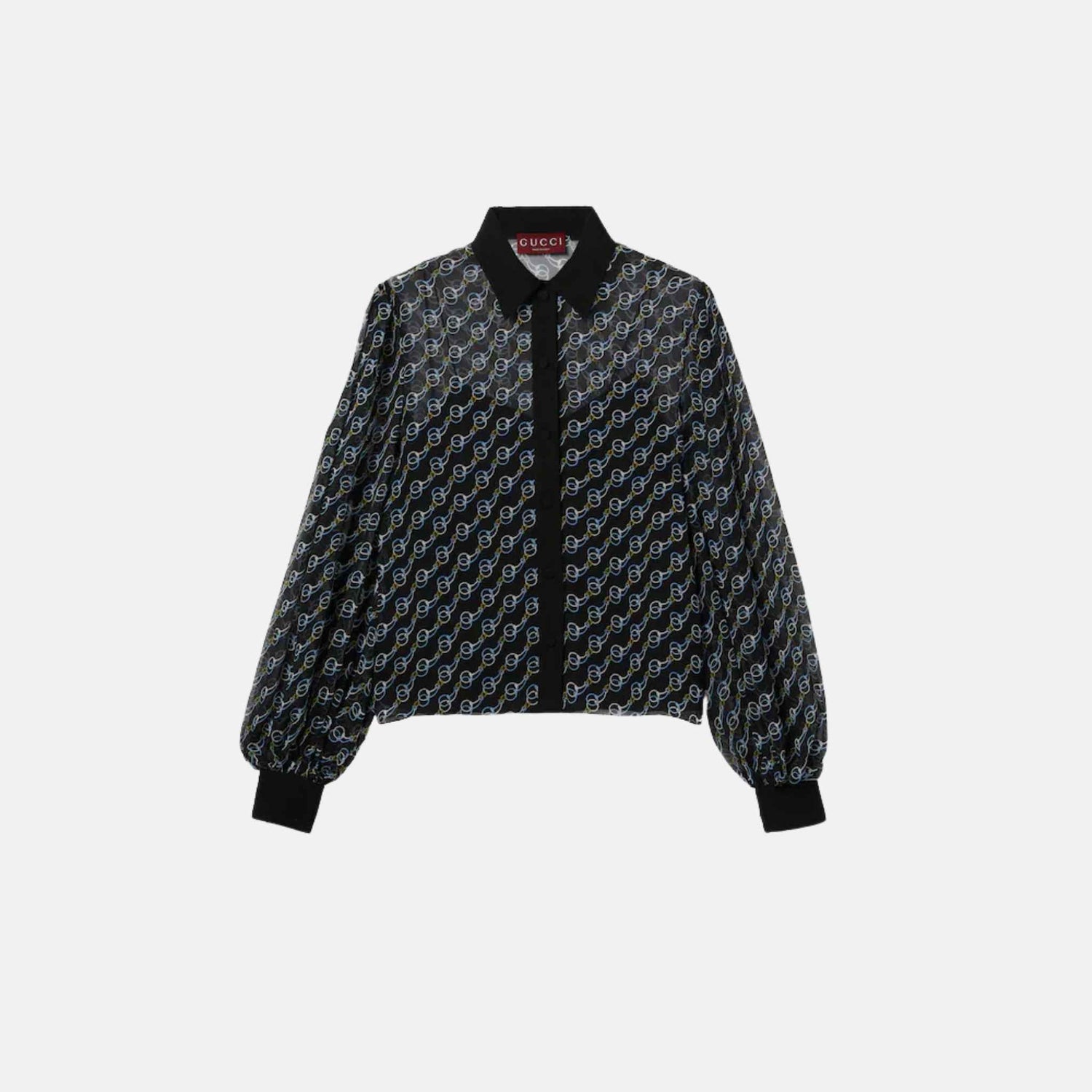 Gucci Printed Silk Creponne Shirt, Front