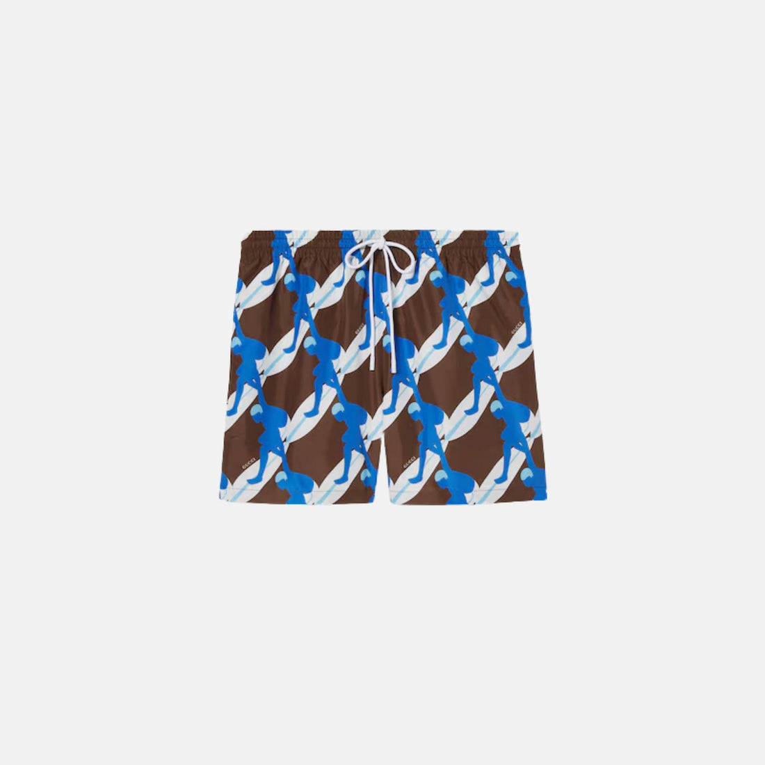 Gucci Printed Technical Poplin Swim Short, Blue, Front