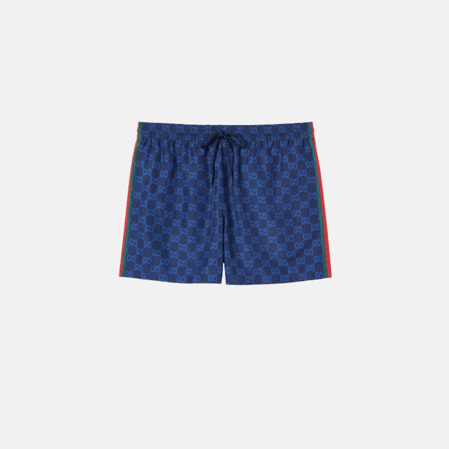 Gucci Printed Technical Poplin Swim Shorts With GG Print, Blue, Front