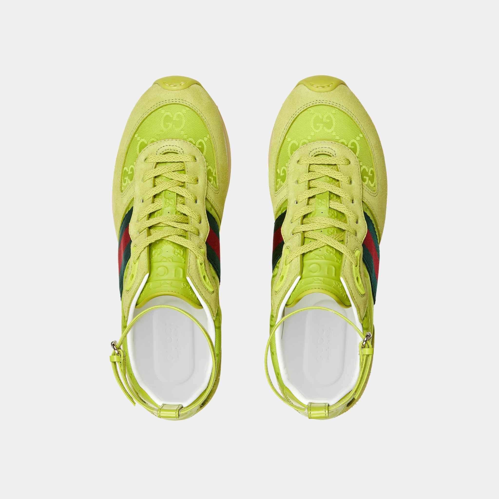 Gucci Re-Motion Suede Trim Nylon Trainer, Acid Green, Top