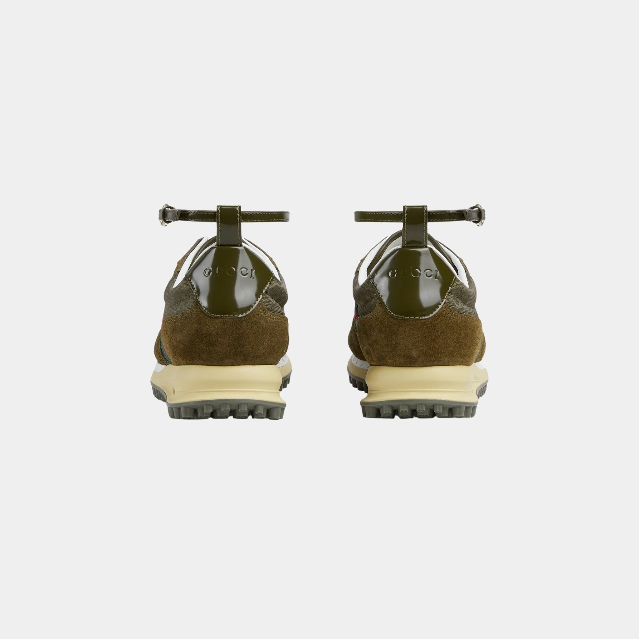 Gucci Re-Motion Suede Trim Nylon Trainer, Dark Green, Back