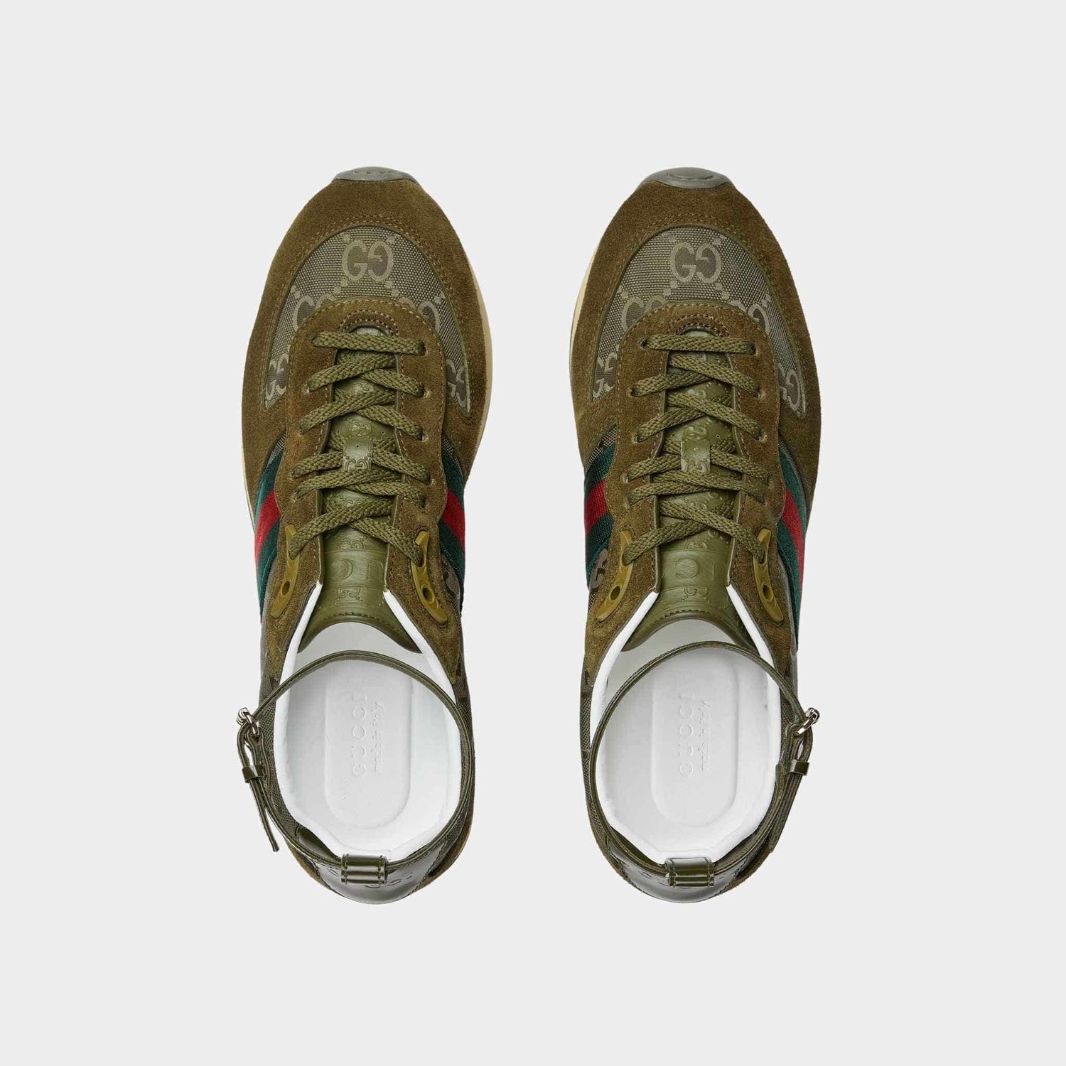Gucci Re-Motion Suede Trim Nylon Trainer, Dark Green, Top