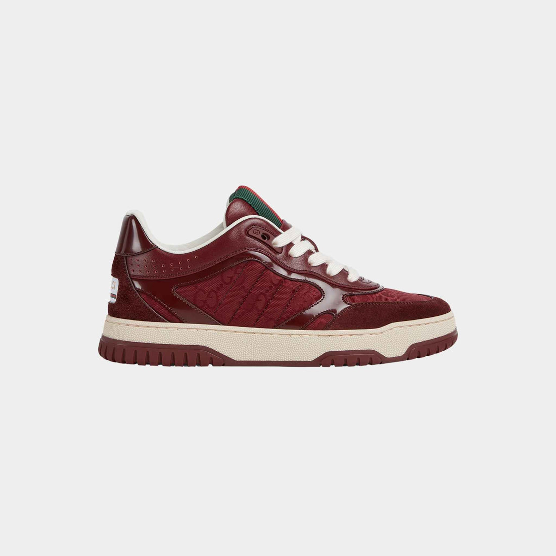 Gucci Re-Web Sneaker GG Canvas With Leather Trim, Rosso Ancora Red, Side