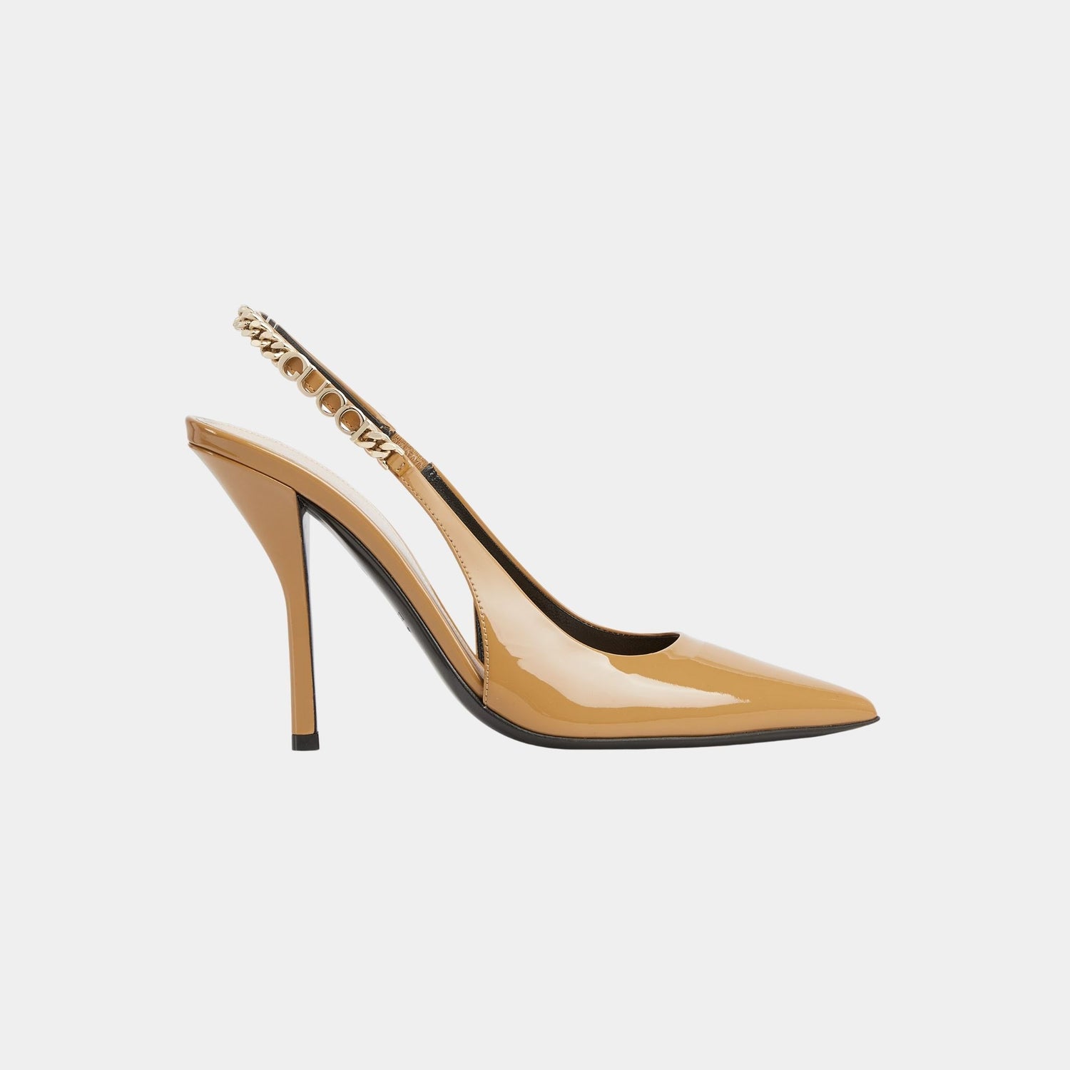 Gucci Signoria Slingback Patent Leather Pump, Beige, Side