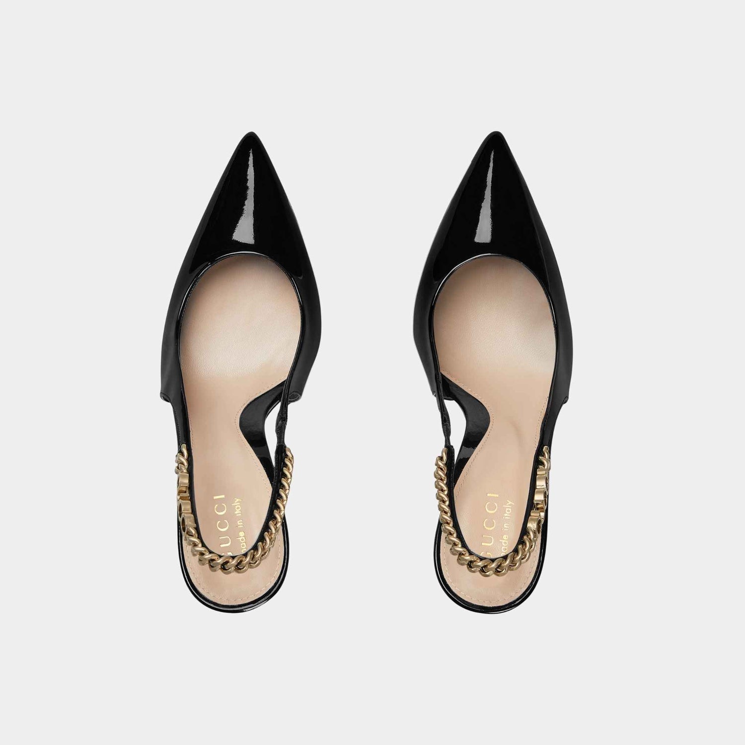 Gucci Signoria Slingback Patent Leather Pump, Black, Top