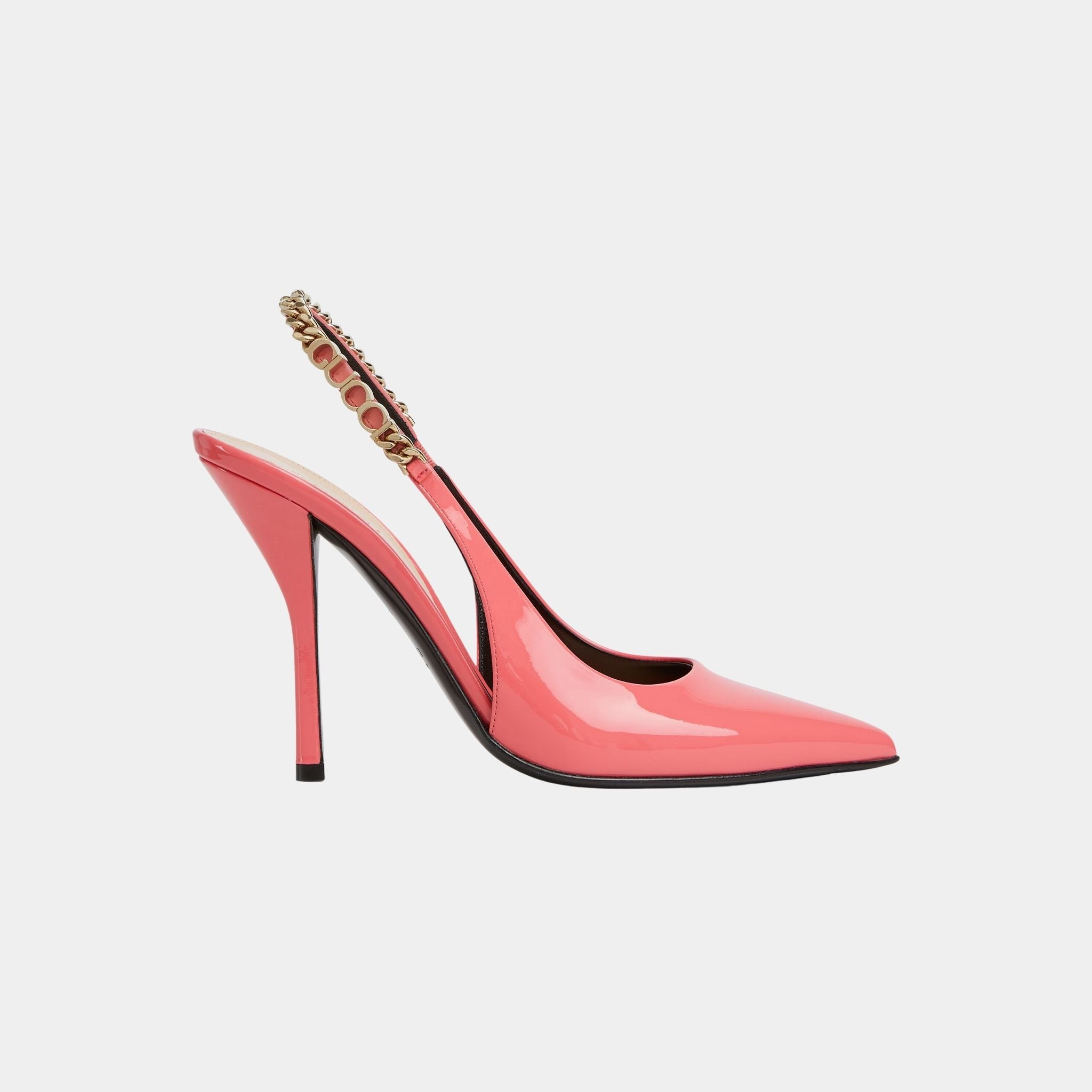 Gucci Signoria Slingback Patent Leather Pump, Bright Pink, Side