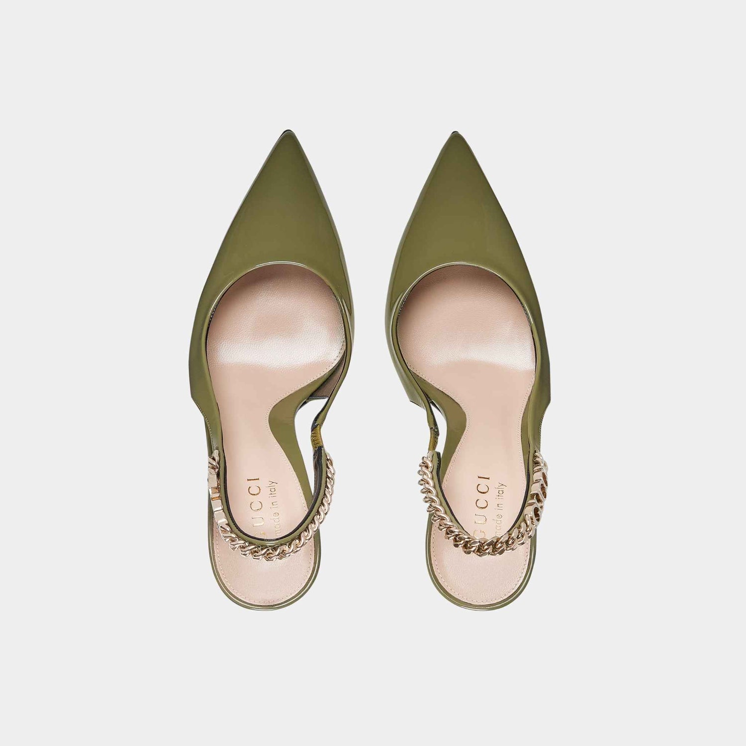 Gucci Signoria Slingback Patent Leather Pump, Dark Green, Top