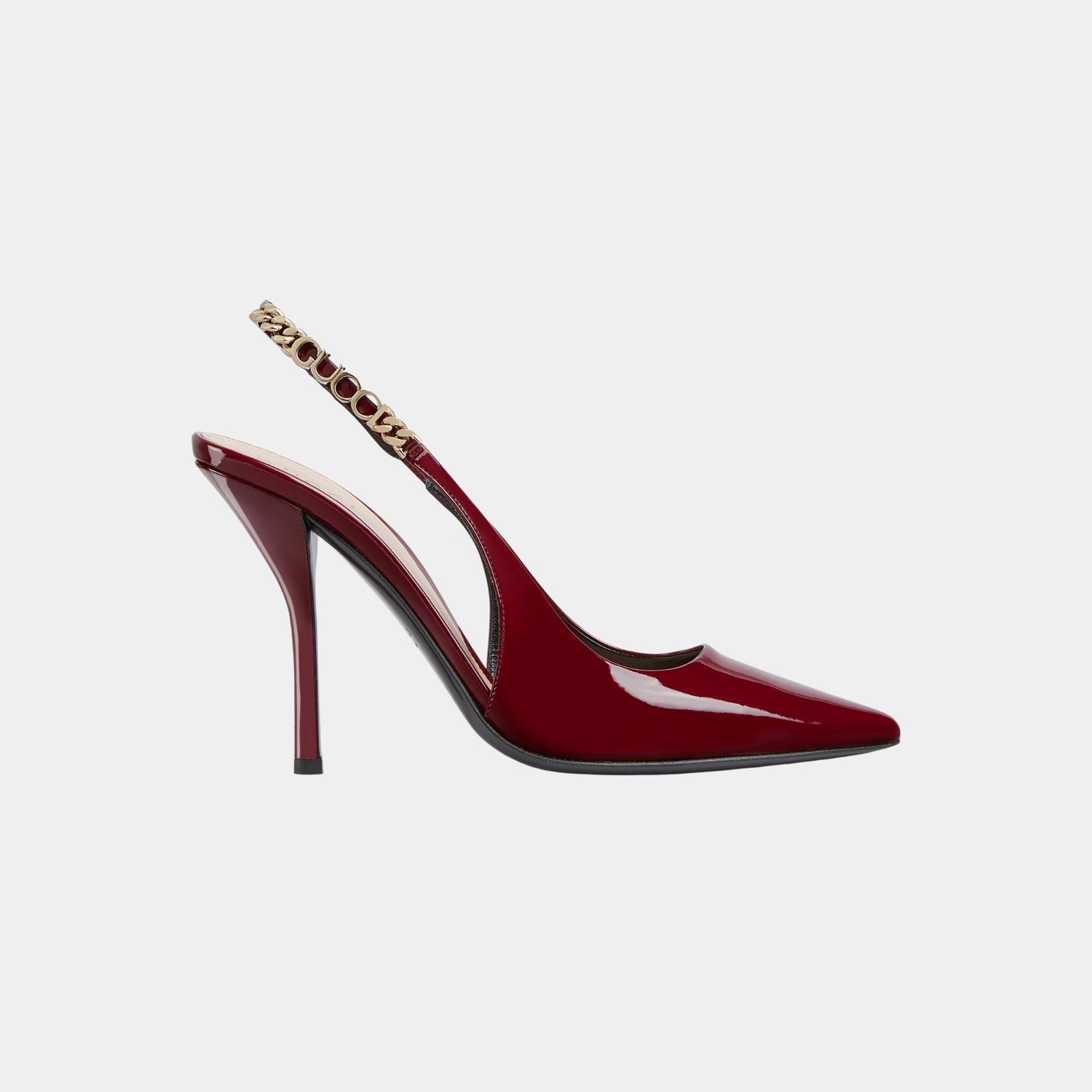 Gucci Signoria Slingback Patent Leather Pump, Rosso Ancora Red, Side